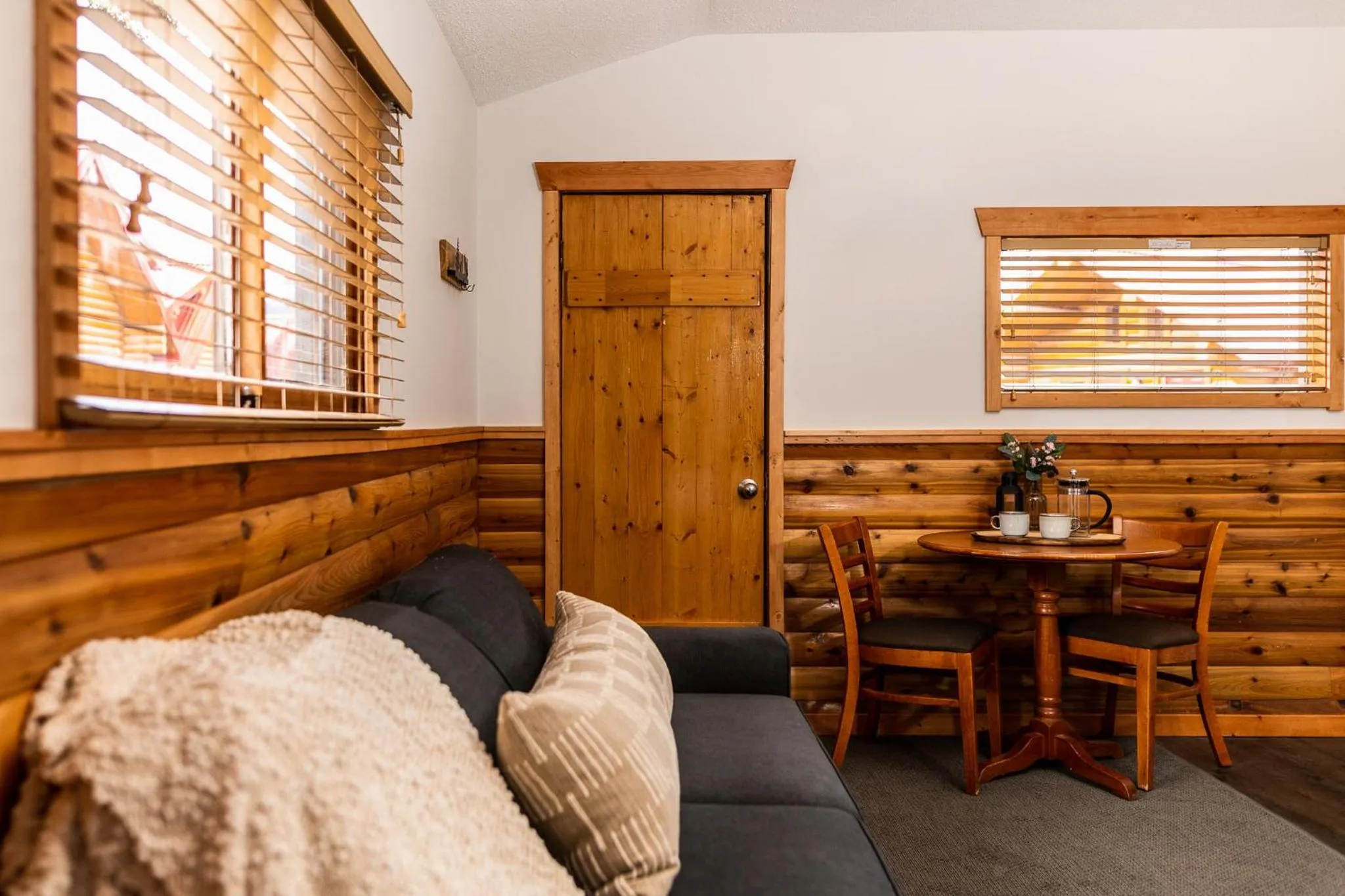 Seating area in Miette Mountain Cabins