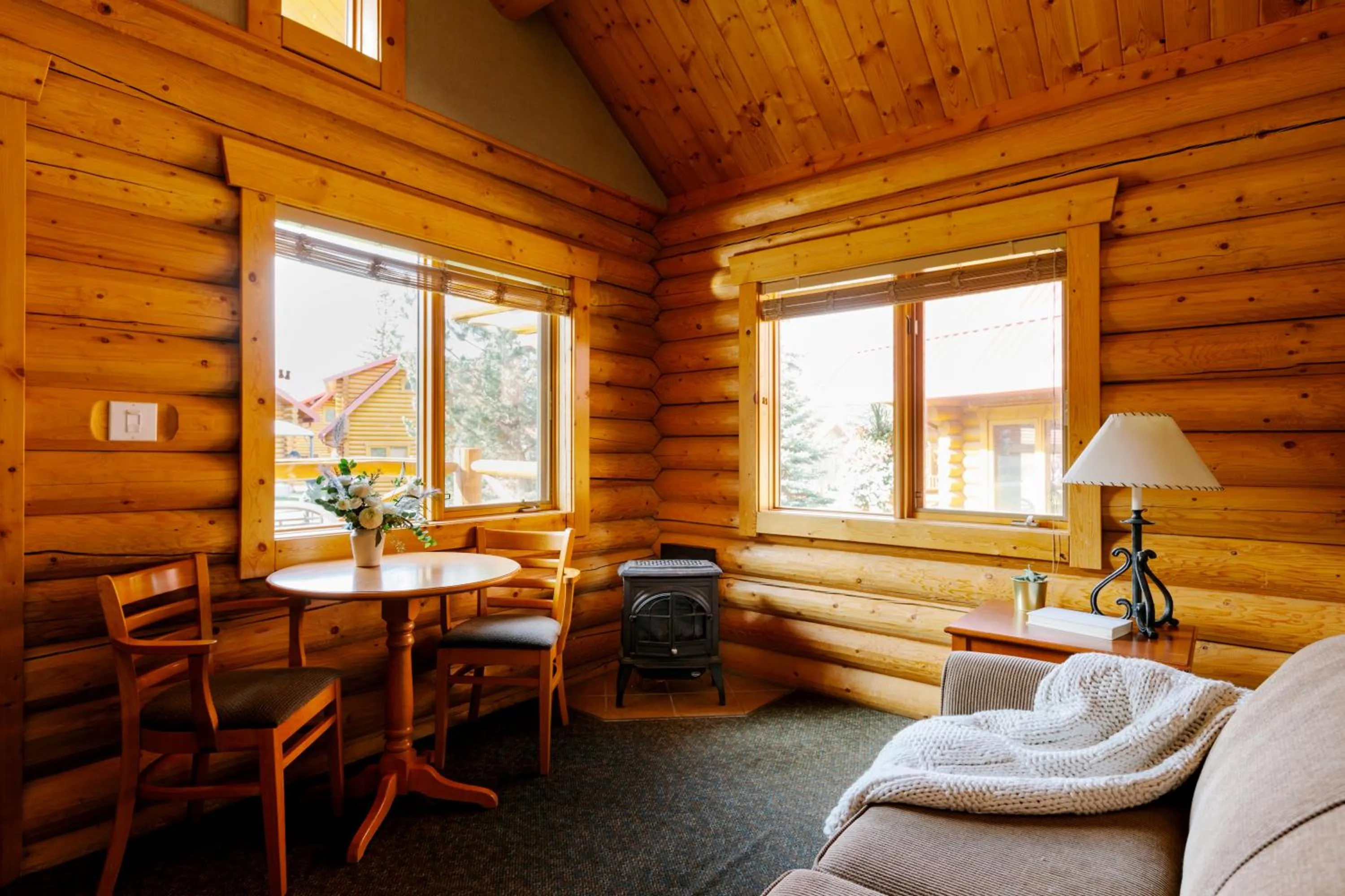 Seating area in Miette Mountain Cabins