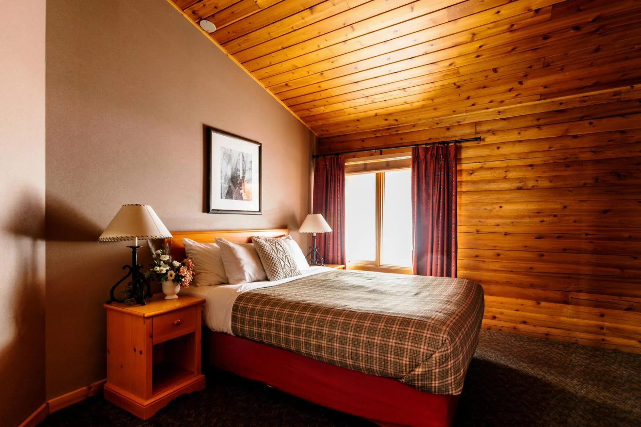 Bed in Miette Mountain Cabins