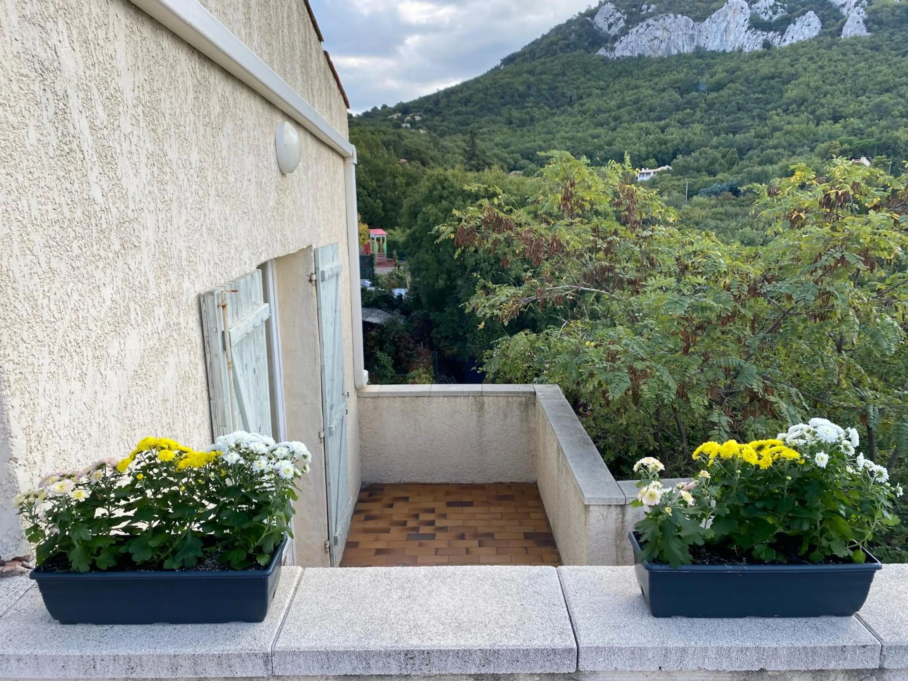 Balcony/Terrace in Logis Hotel Restaurant Le Grand Puech