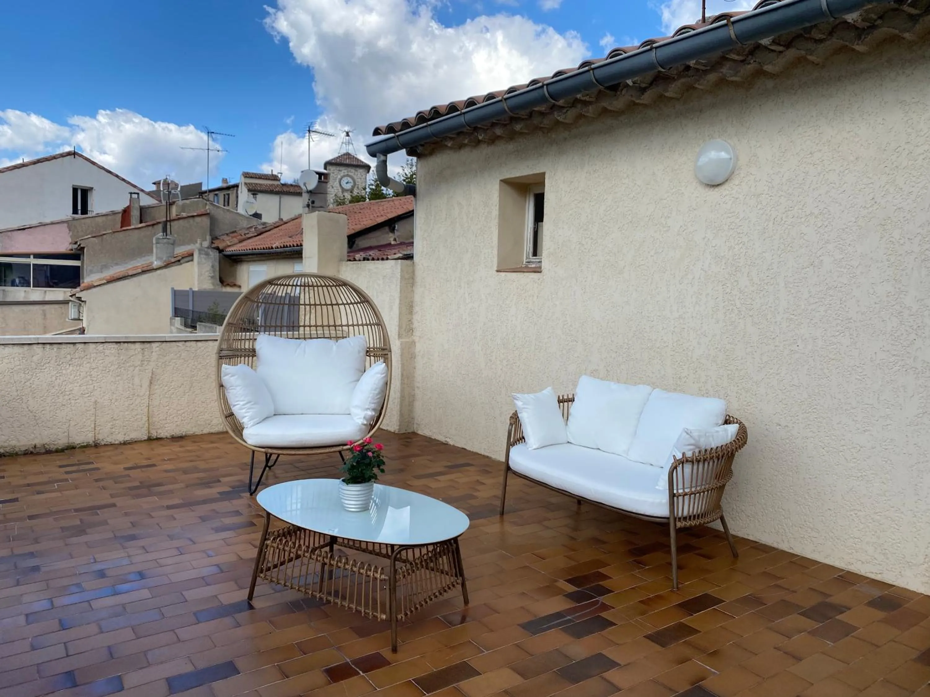 Balcony/Terrace in Logis Hotel Restaurant Le Grand Puech