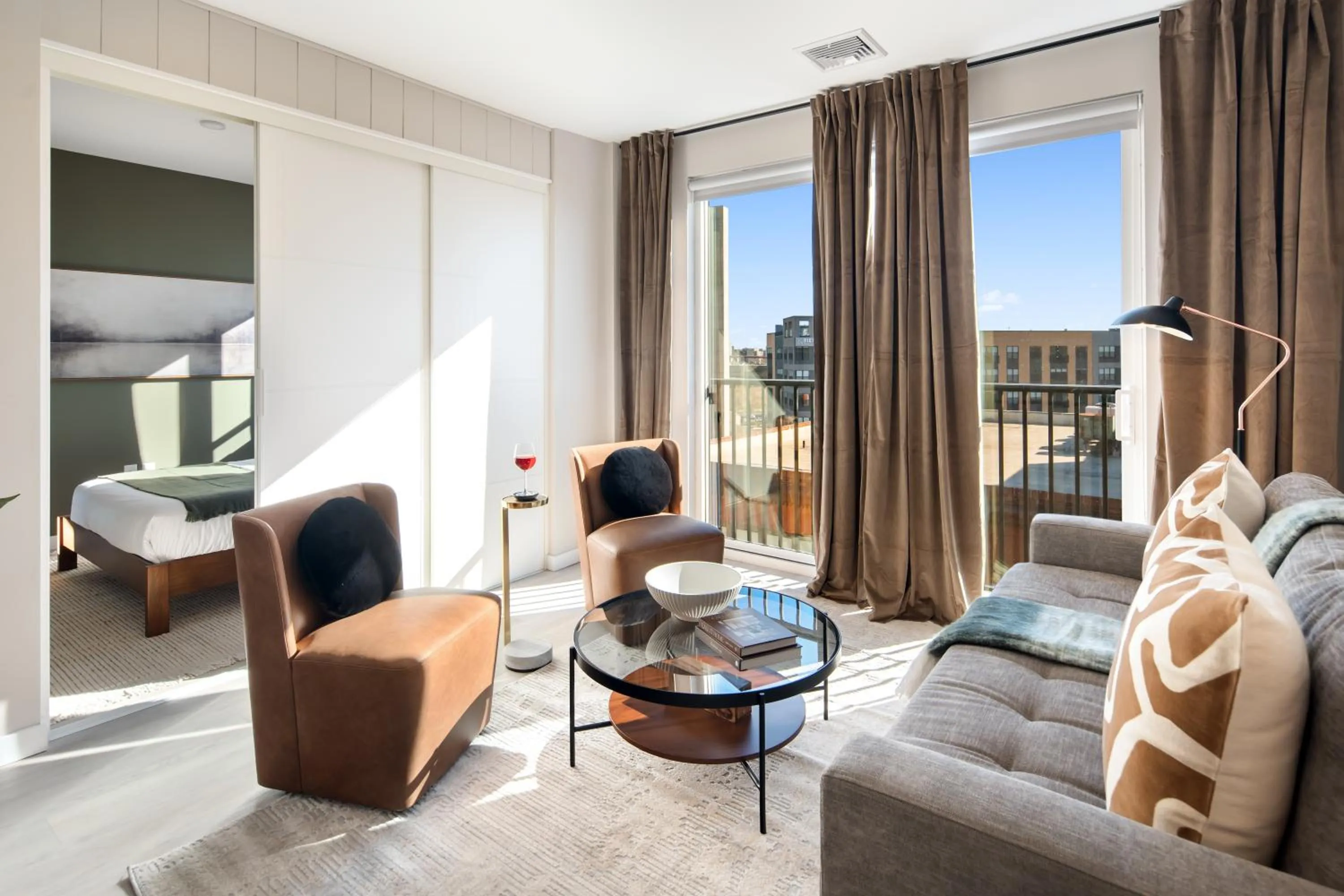 Living room in Luxury Furnished Apartments by Hyatus Downtown at Yale