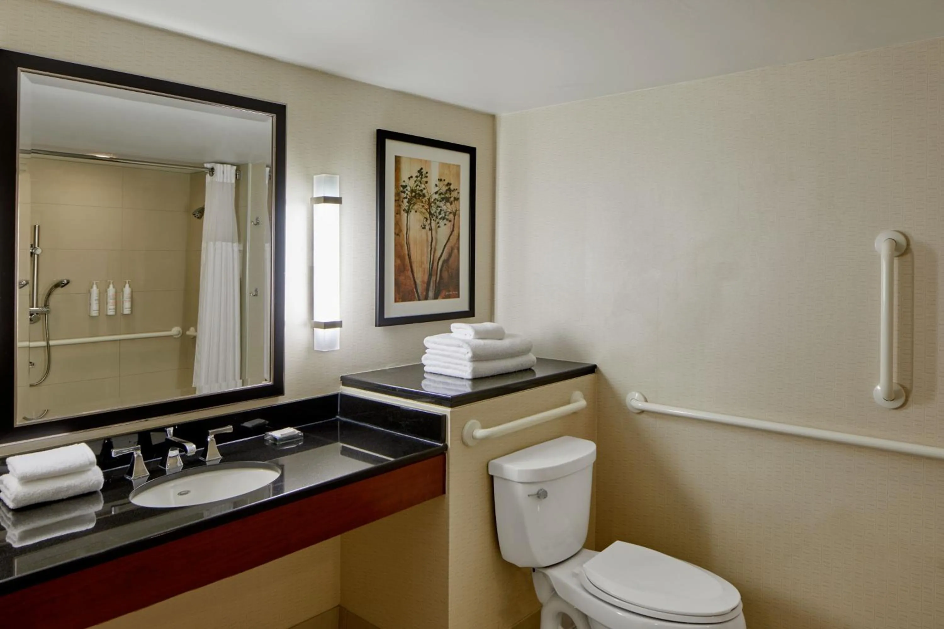 Bathroom in Detroit Metro Airport Marriott