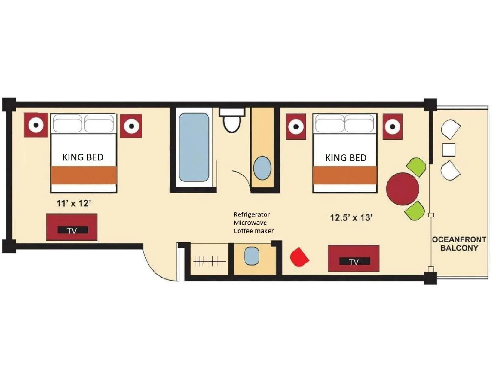 Floor plan in Coastal Hotel & Suites Virginia Beach - Oceanfront