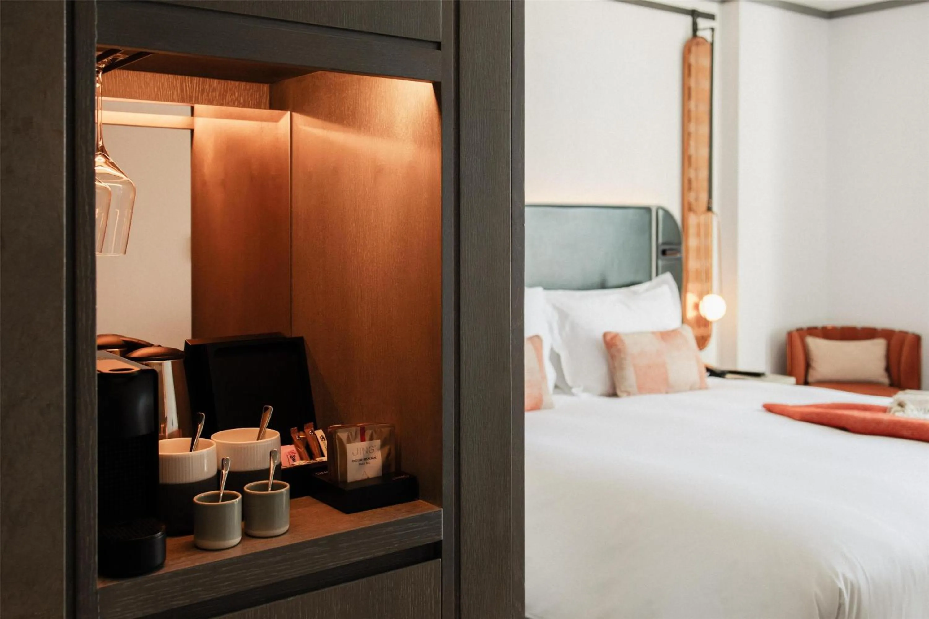 Bed in Hart Shoreditch Hotel London, Curio Collection by Hilton