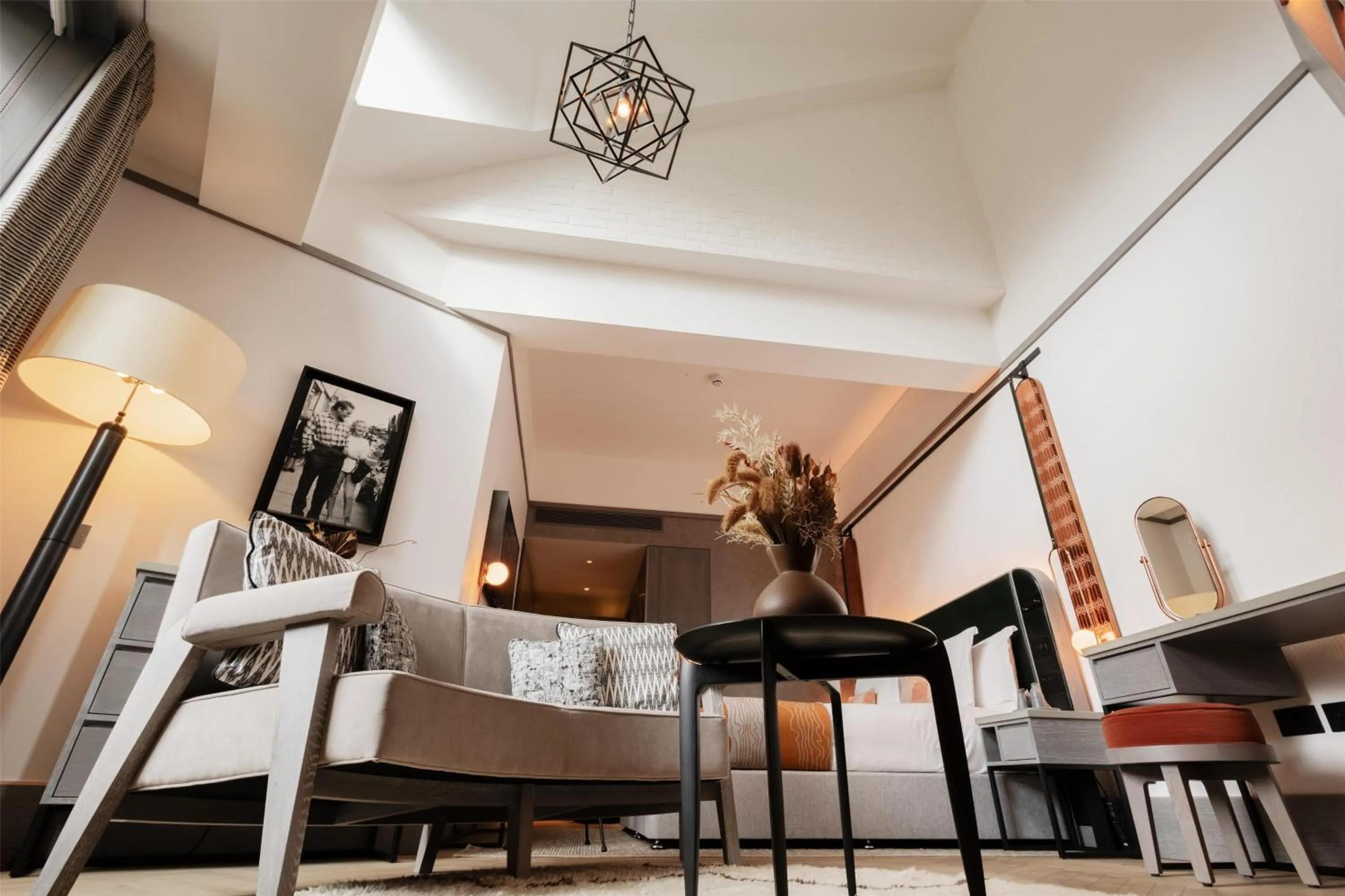 Living room, Bed in Hart Shoreditch Hotel London, Curio Collection by Hilton