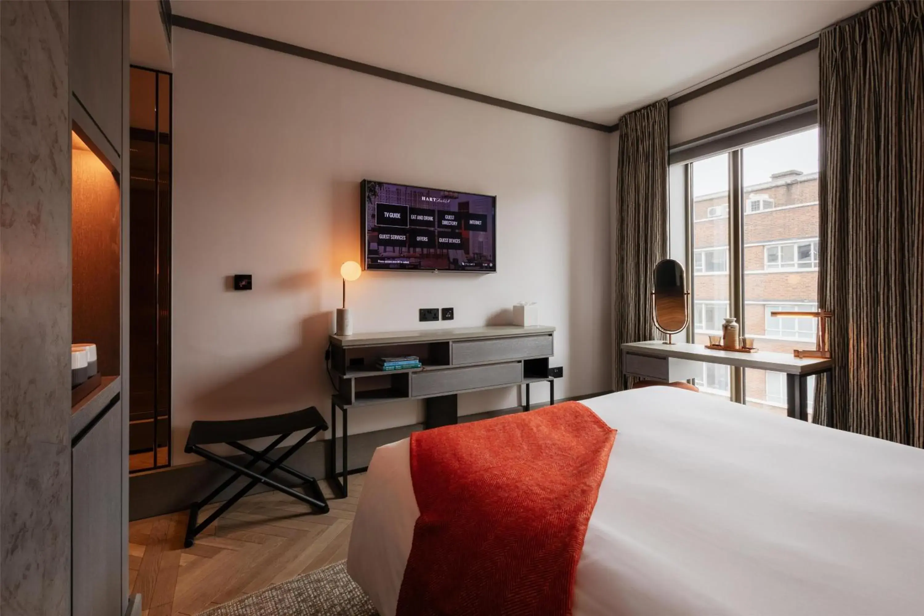 Deluxe Queen Room in Hart Shoreditch Hotel London, Curio Collection by Hilton Deluxe Queen Room in Hart Shoreditch Hotel London, Curio Collection by Hilton