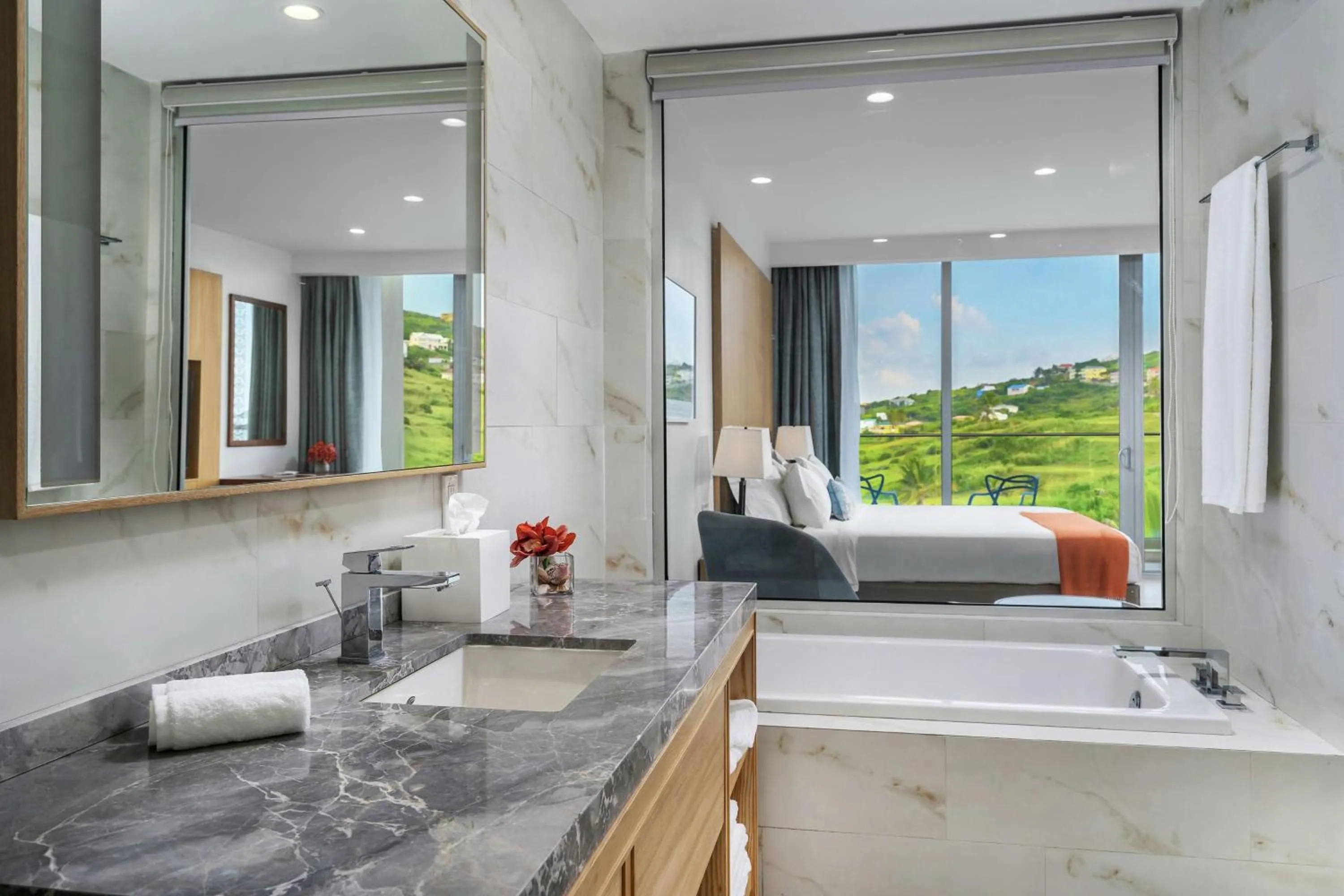 Bathroom, Bed in Koi Resort Saint Kitts, Curio Collection by Hilton