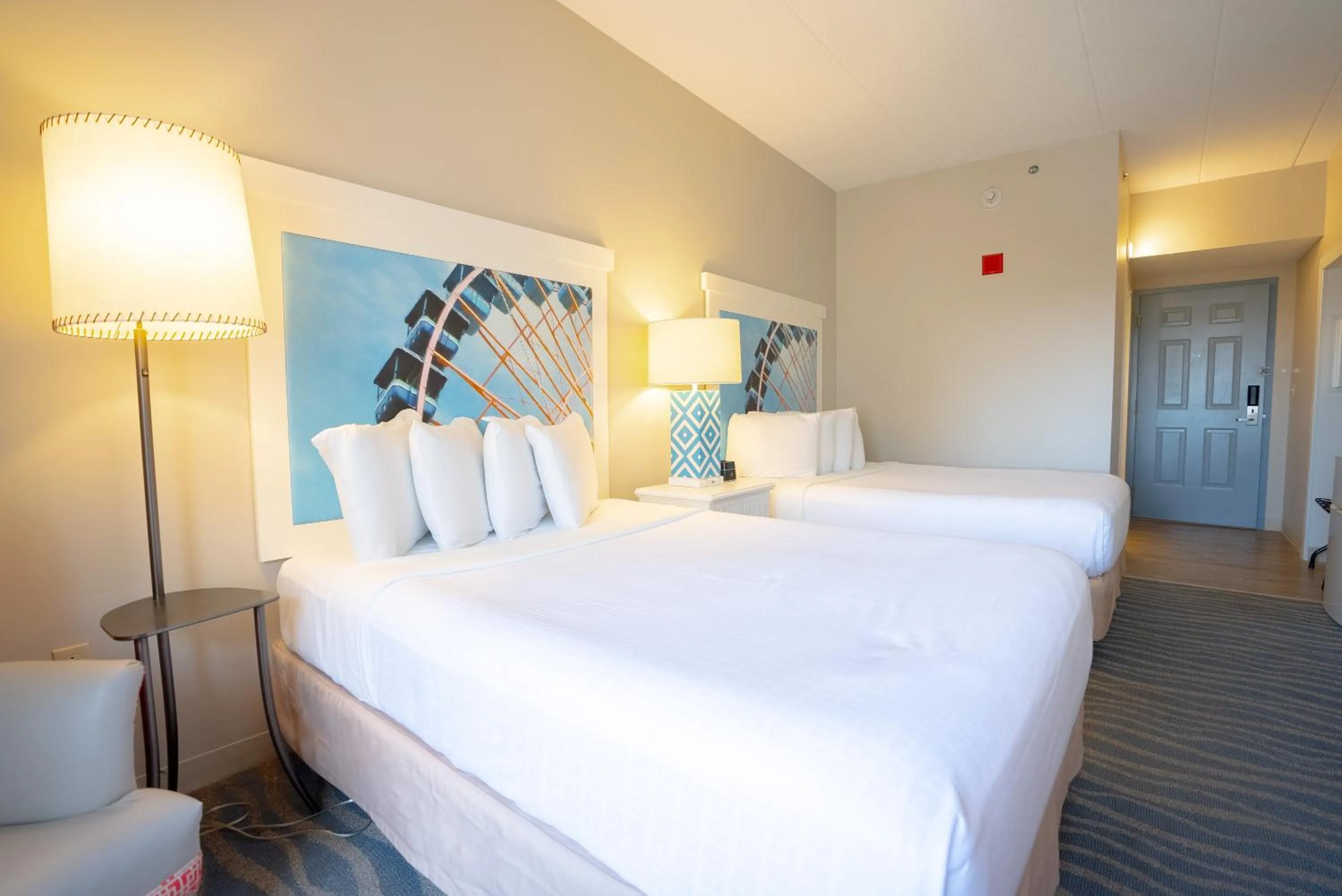 Bed in Cedar Point Hotel Breakers