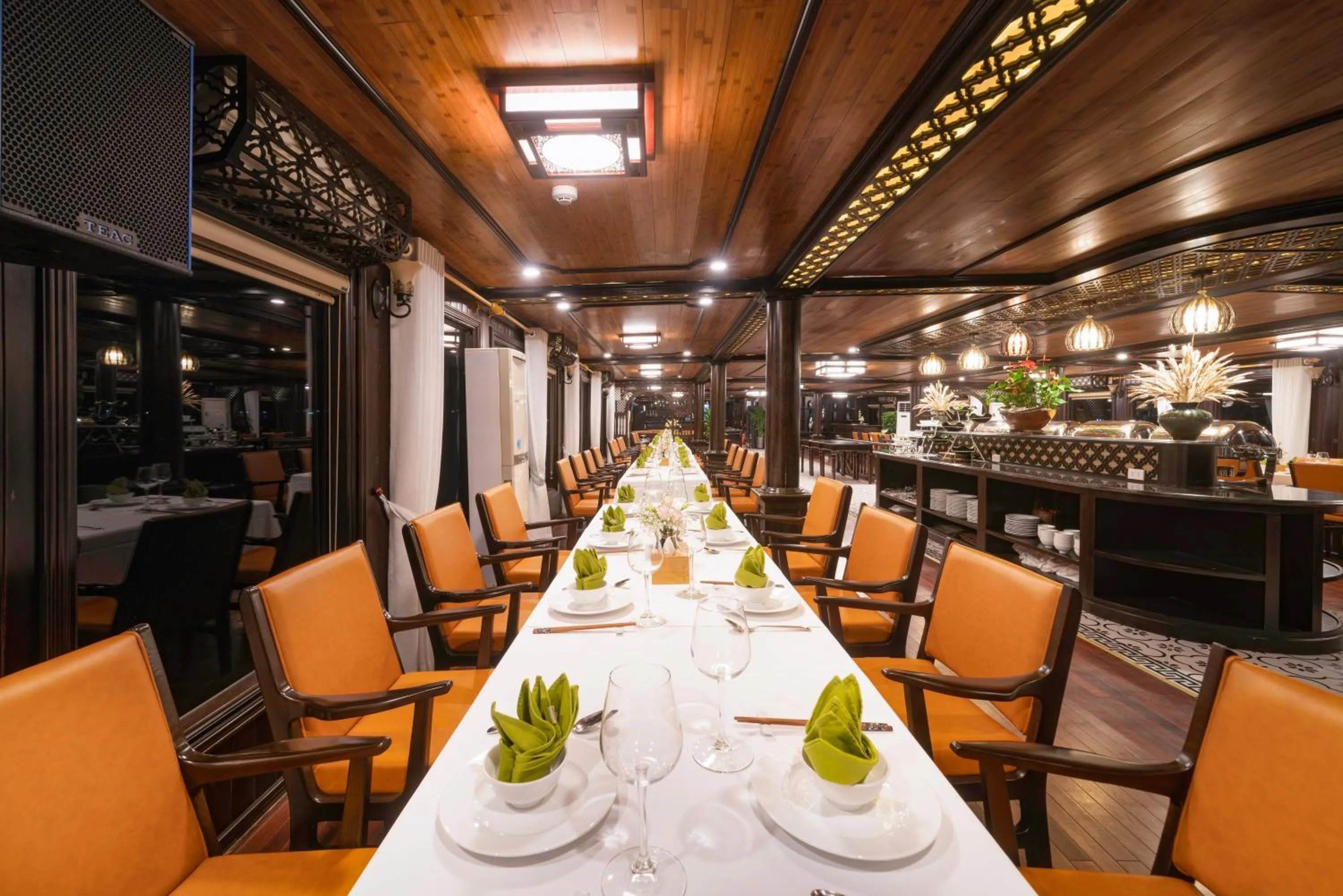 Dining area in Victory Star Cruise
