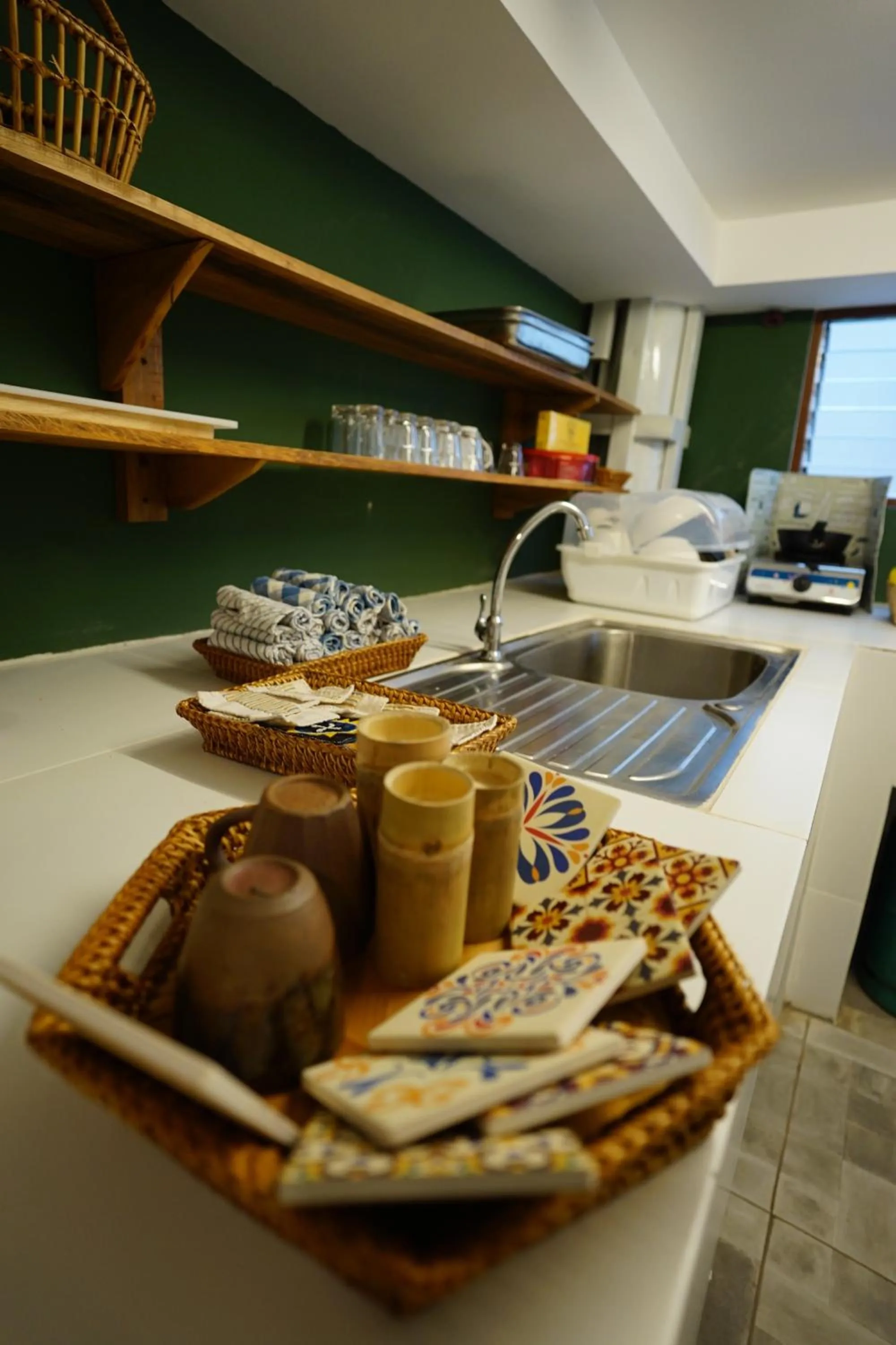 Communal kitchen in Barn Laos Hostel