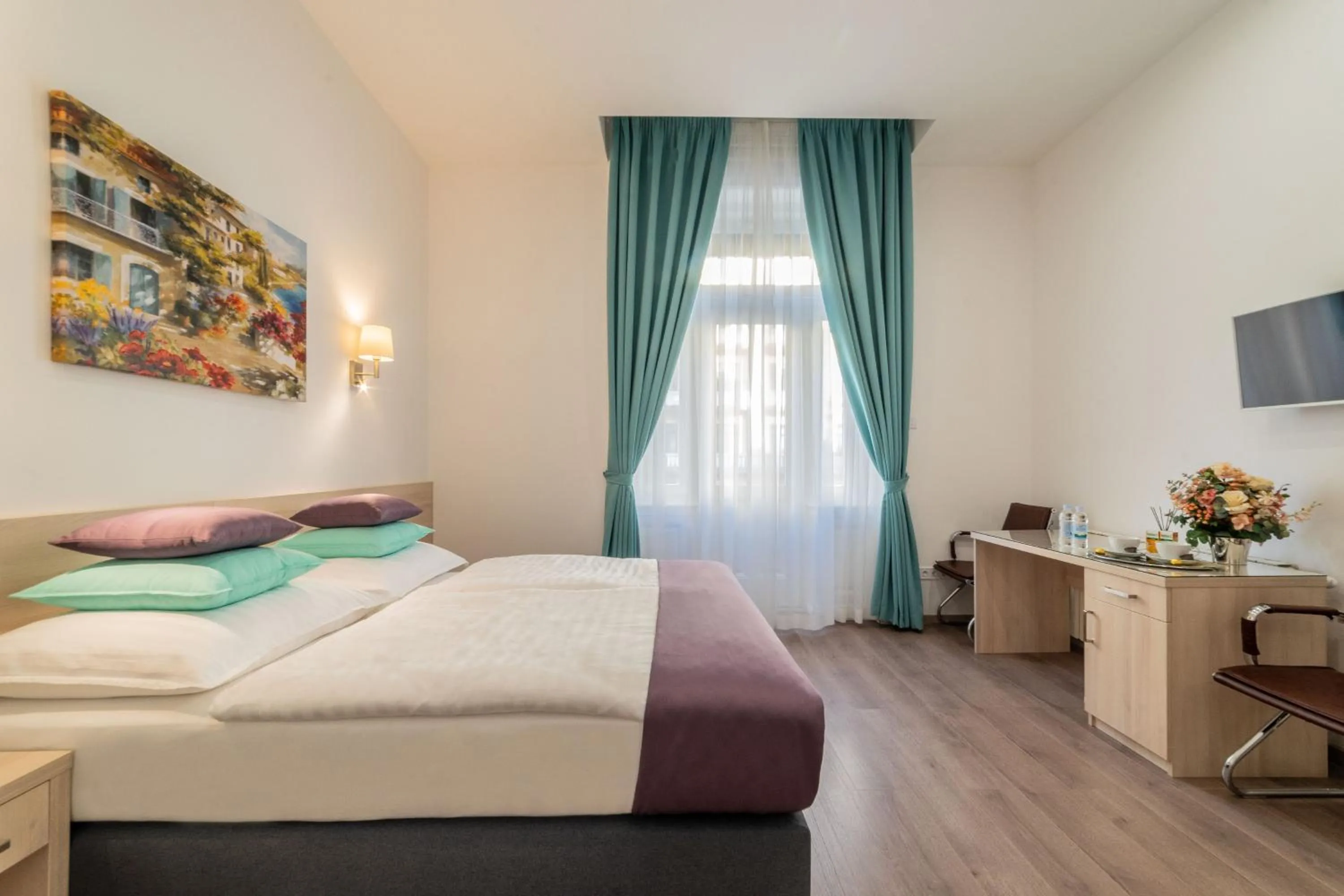 Bed in Global Suites Budapest