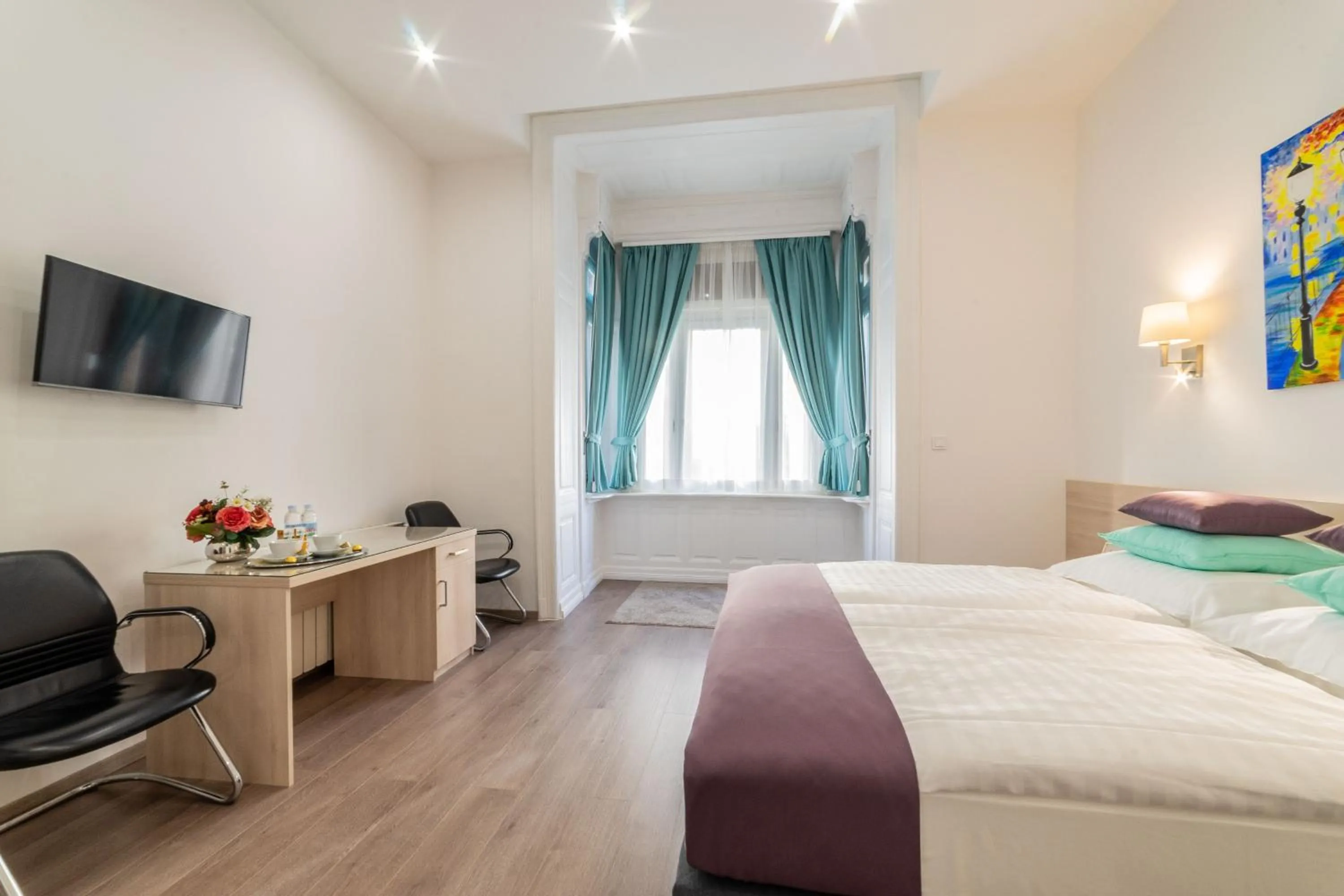 Bed in Global Suites Budapest