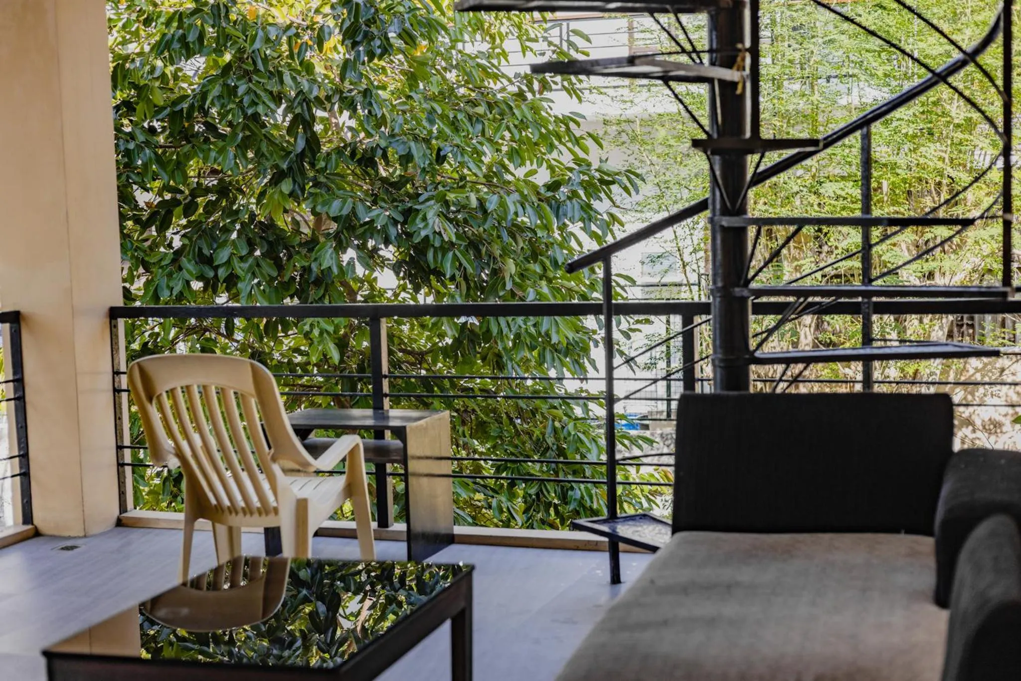 Patio in Amami Beachfront Villa with Private Beach