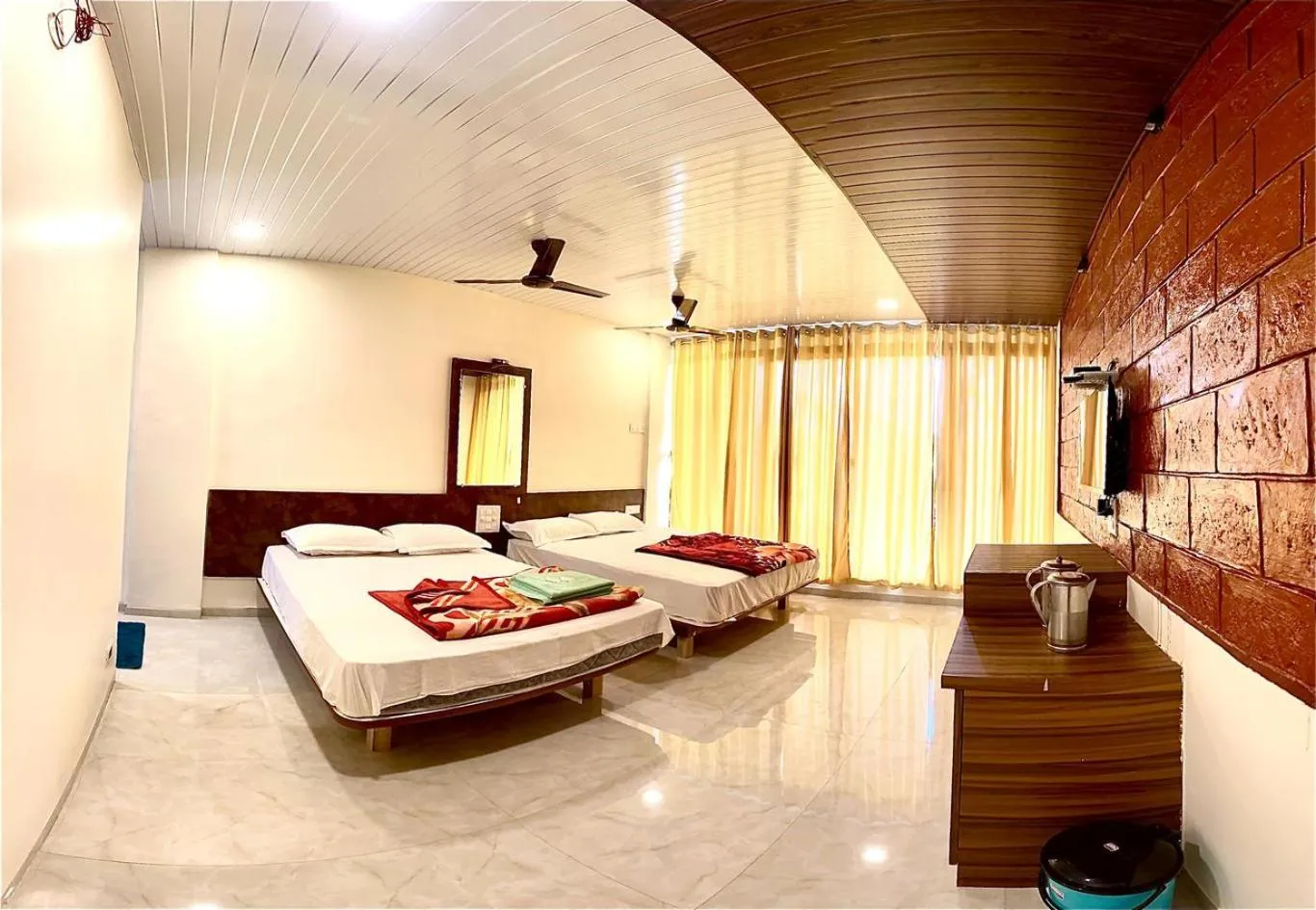 Photo of the whole room, Bed in Shivshrushti Agro Tourism & River Camp Tapola