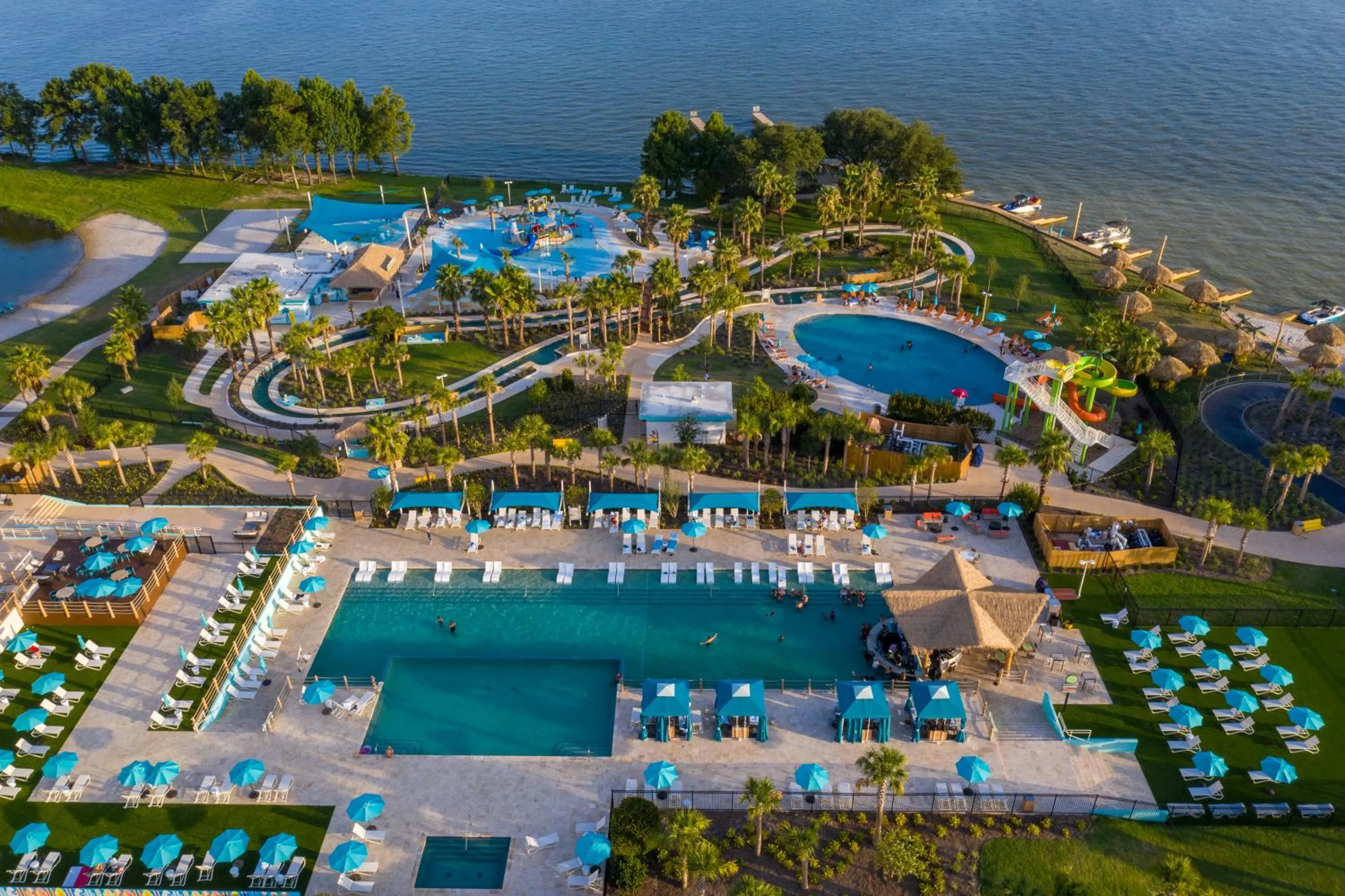 Pool view in Margaritaville Lake Resort, Lake Conroe