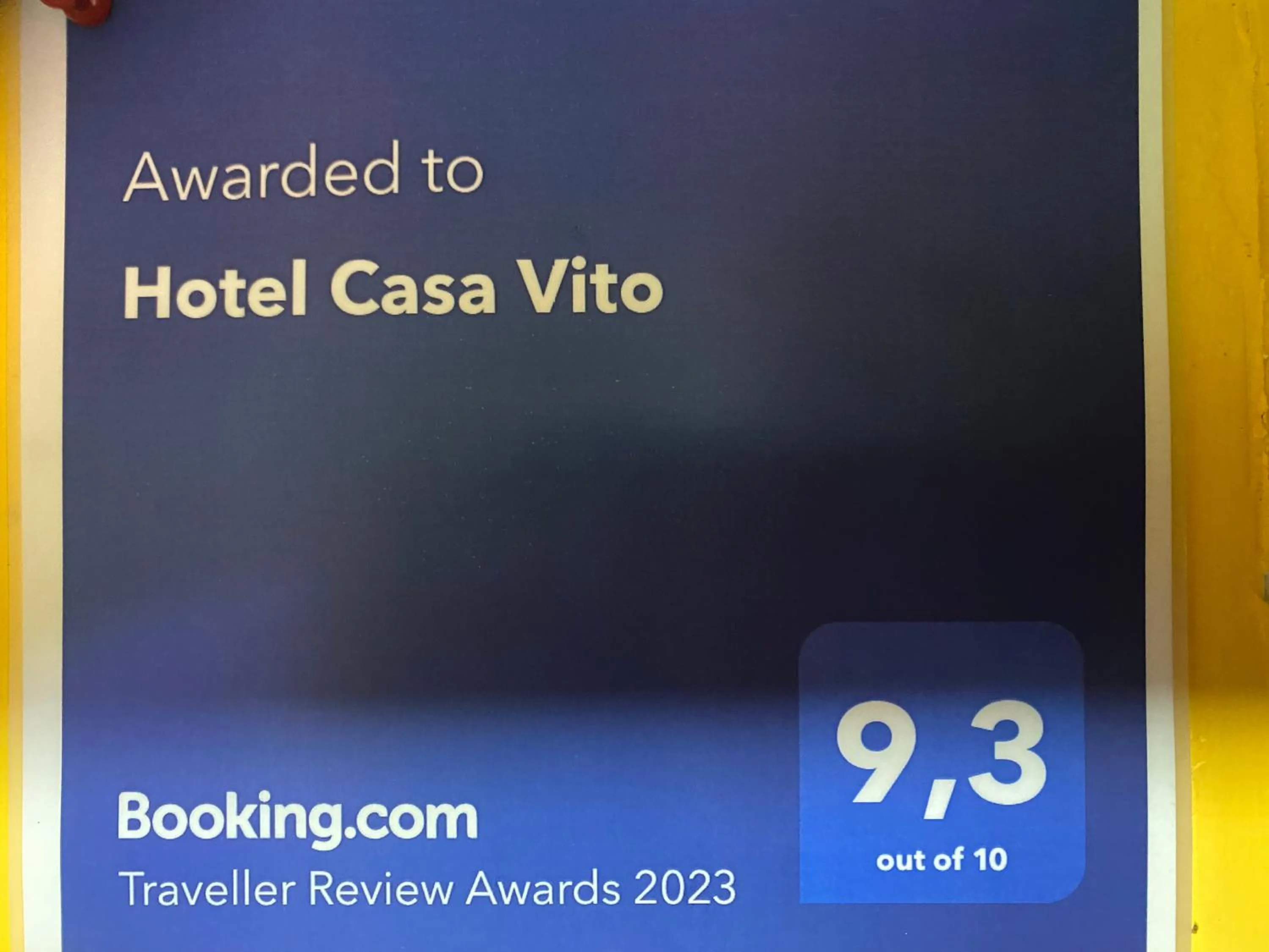 Certificate/Award in Hotel Casa Vito Beachfront