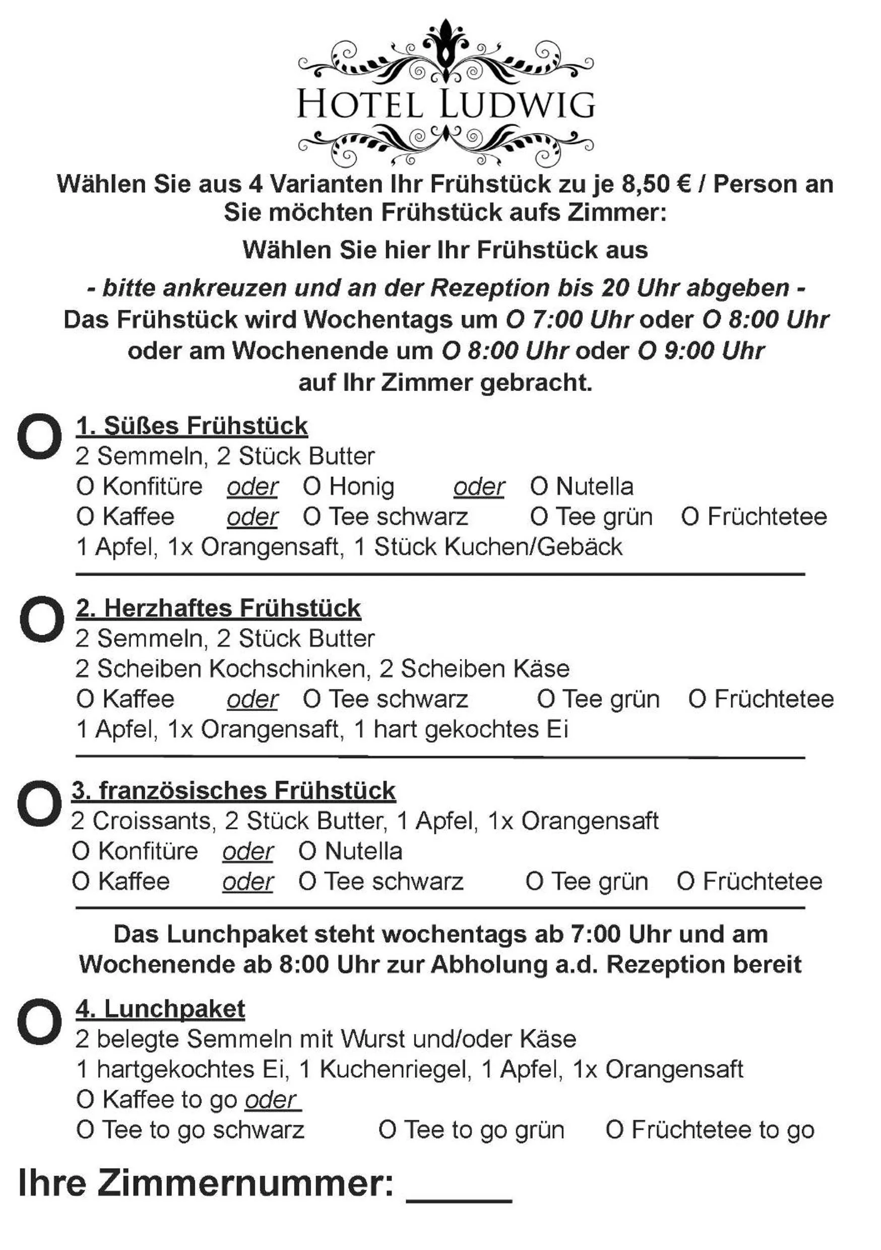 Food and drinks in Hotel Ludwig