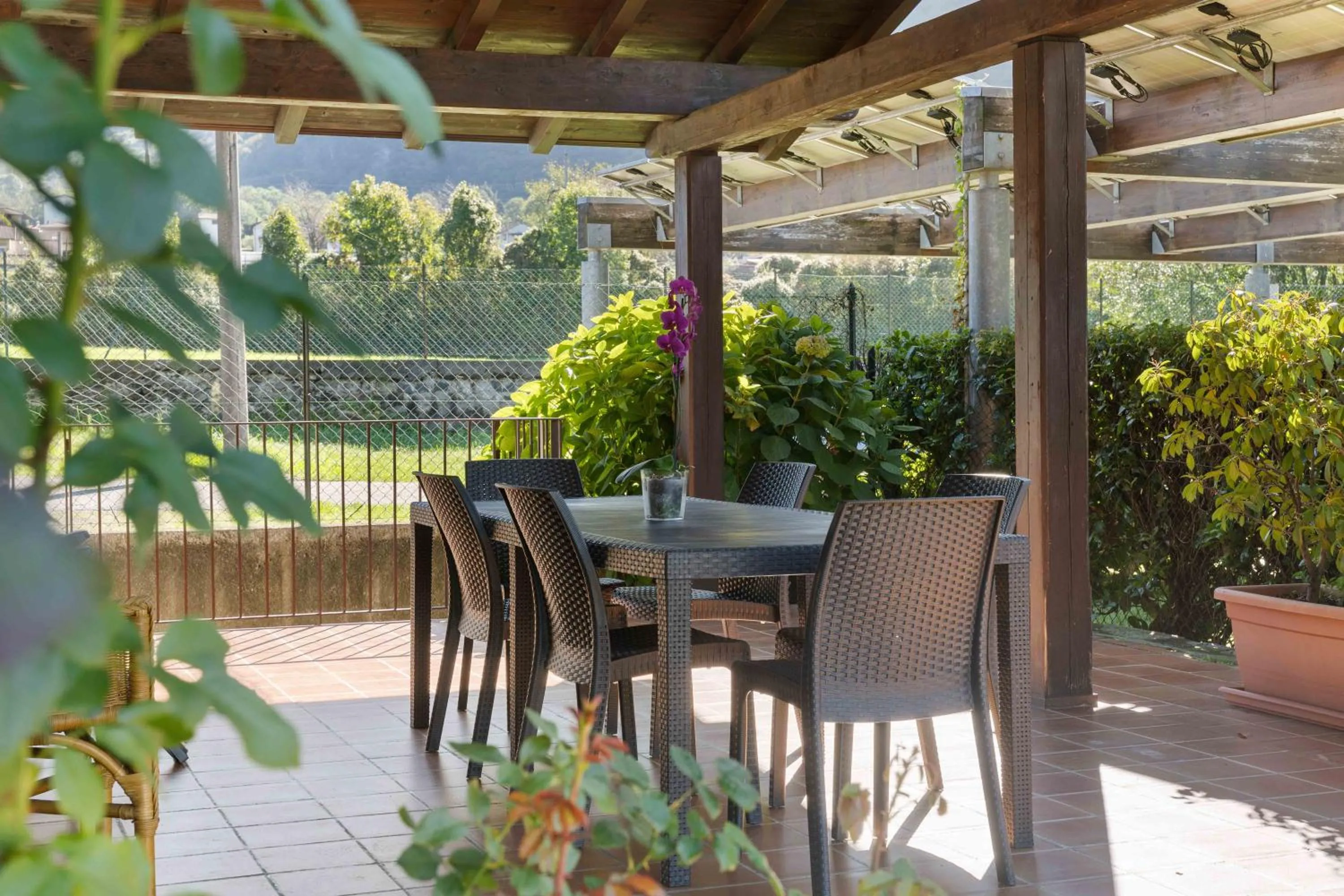 Patio in Green Village Accommodations