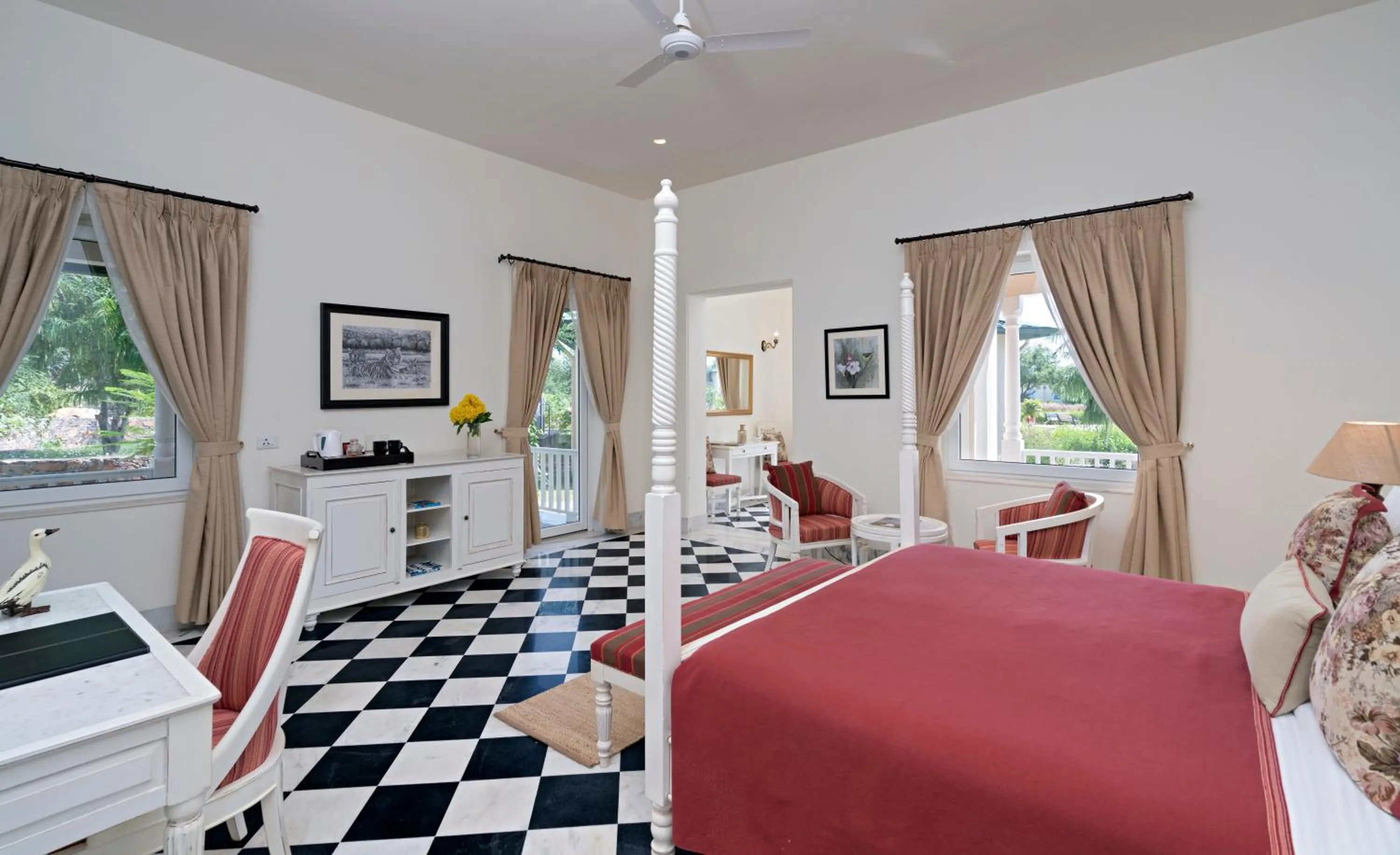 View (from property/room), Bed in Sariska Manor Luxury Cottages Tehla