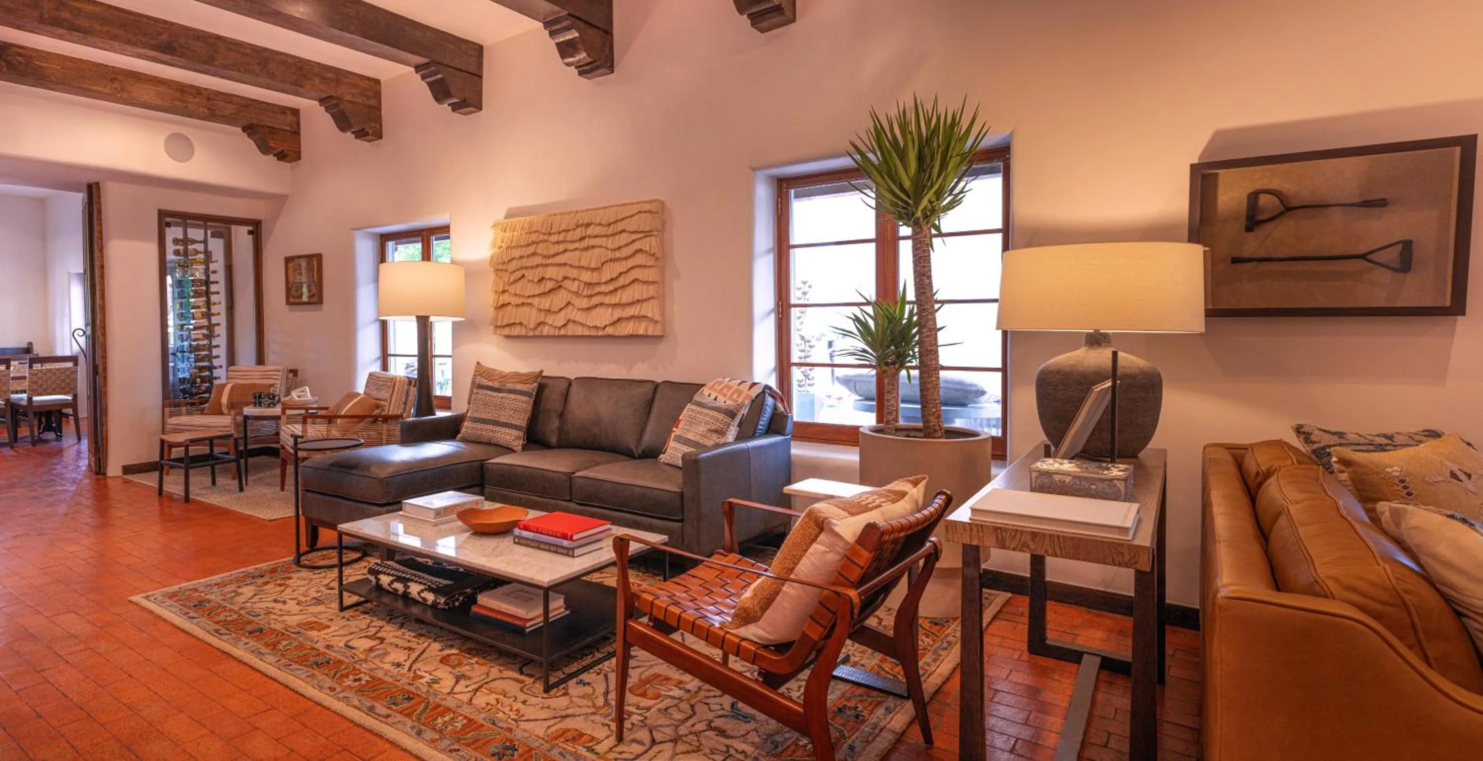 Seating area in Piñon Court by La Fonda