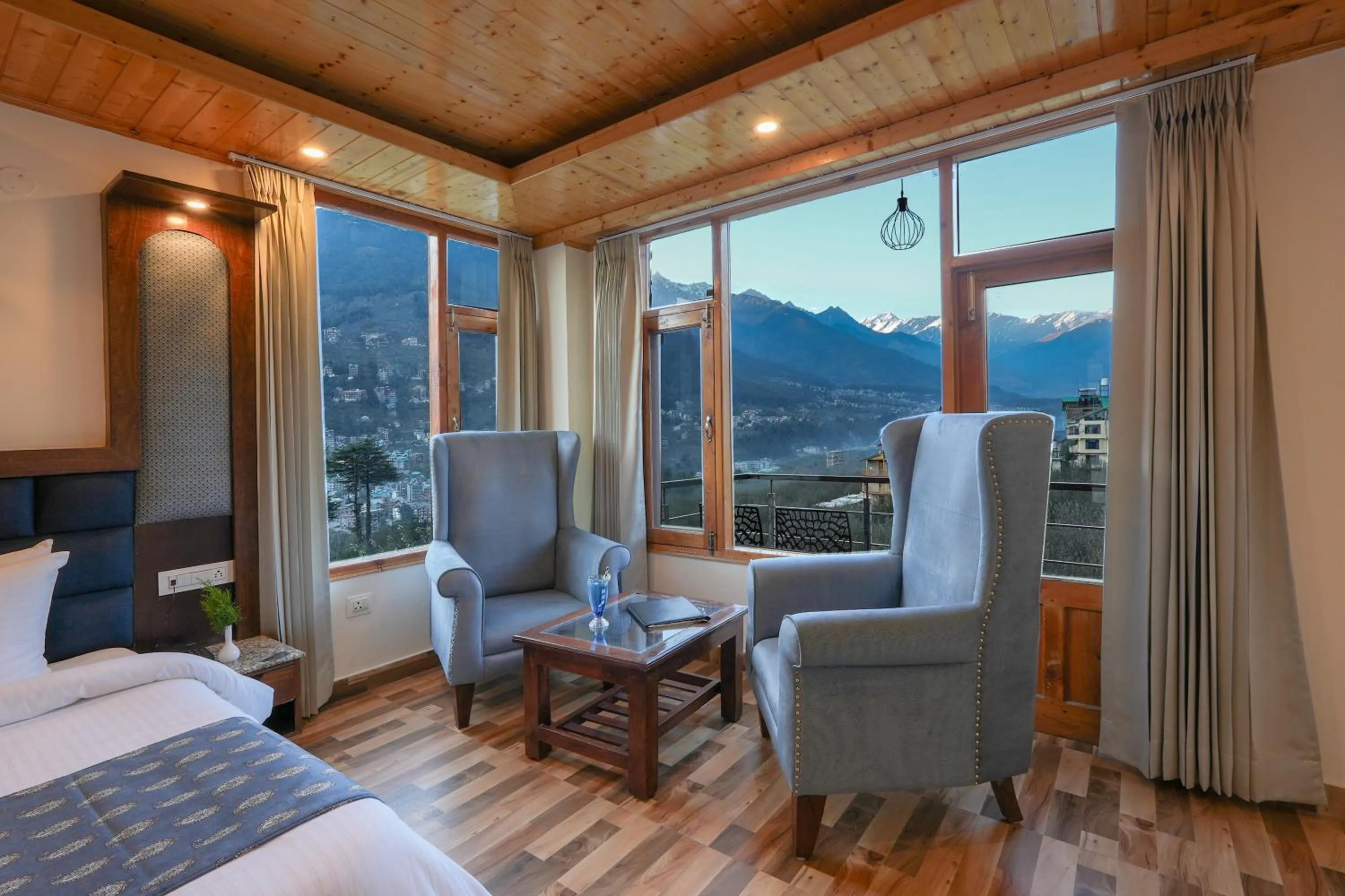 Bed in Snow City's Montana Blues Resort Manali - Heated & Air-Cooled Stay