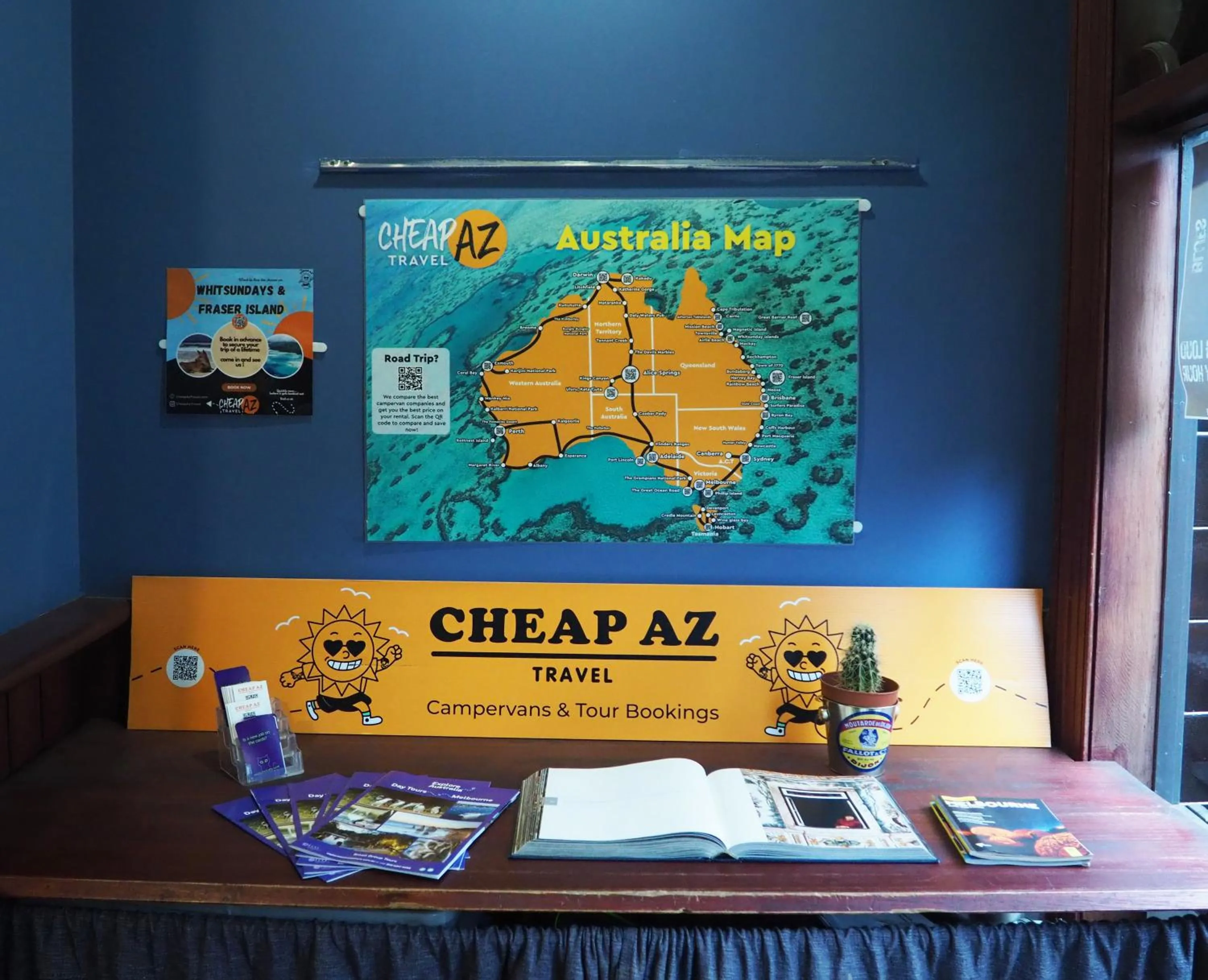 Text overlay in Pint On Punt Backpackers