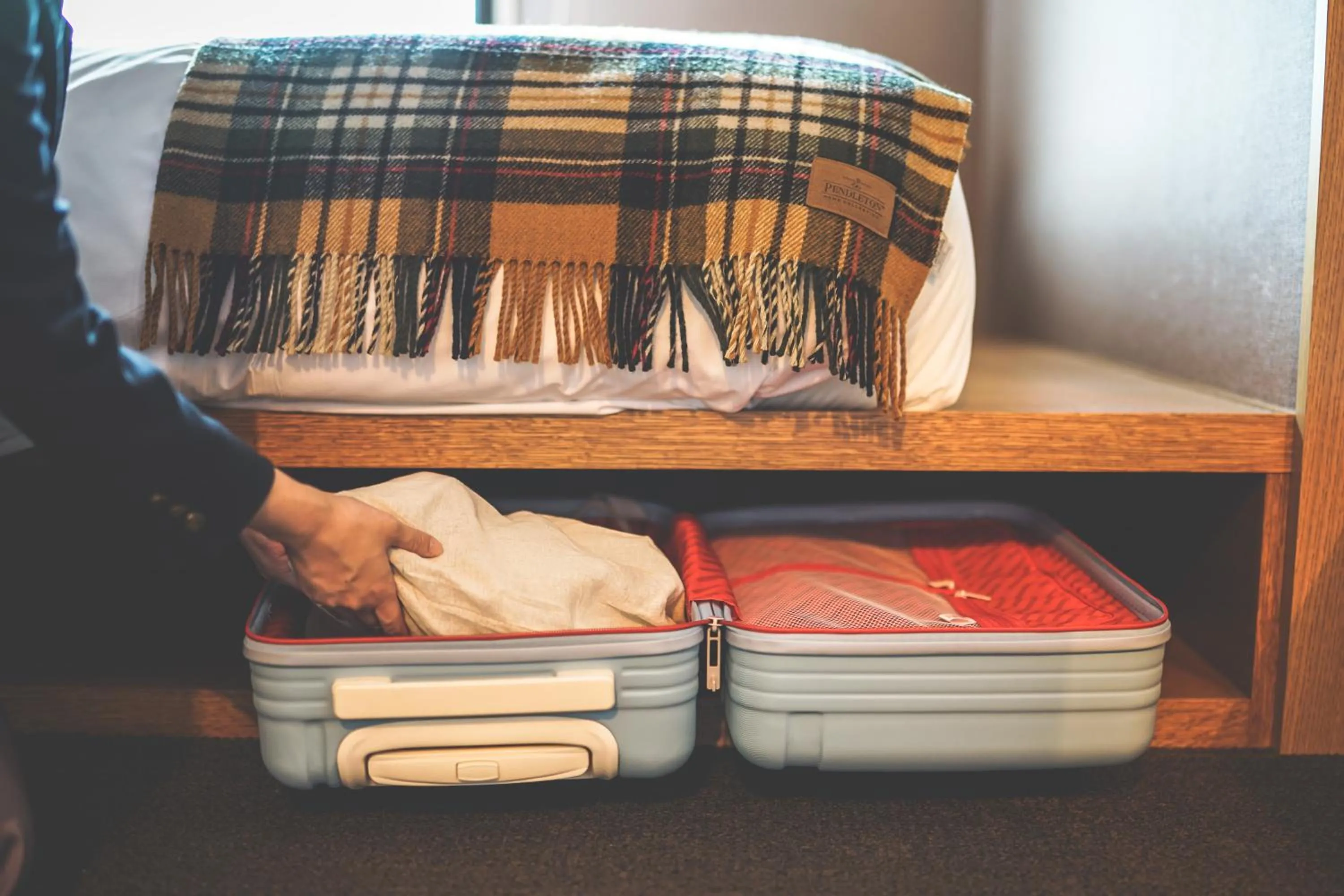 Decorative detail, Bed in Twin-Line Hotel Karuizawa Japan