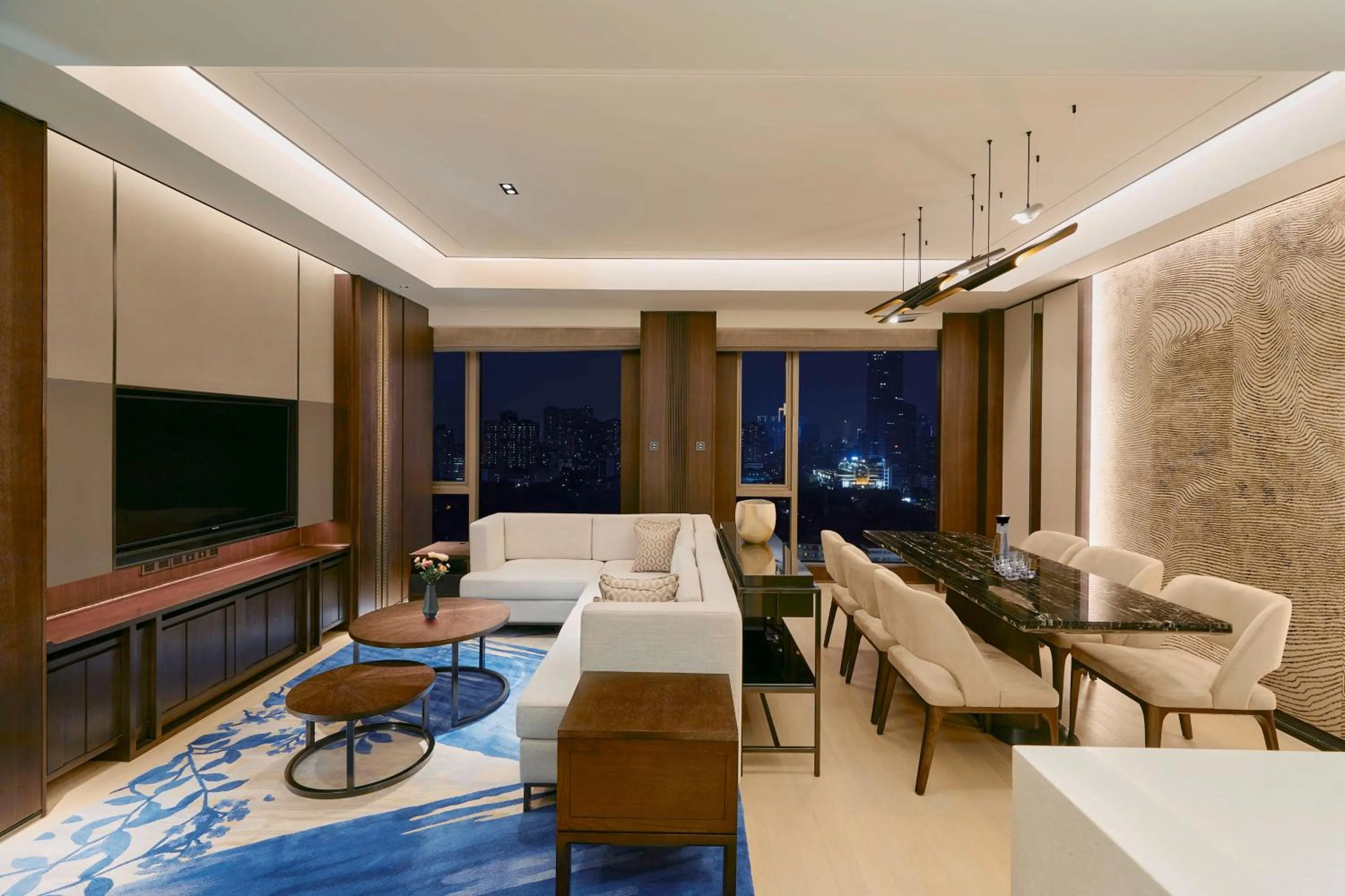 Living room, Bed in Kempinski Residences Guangzhou