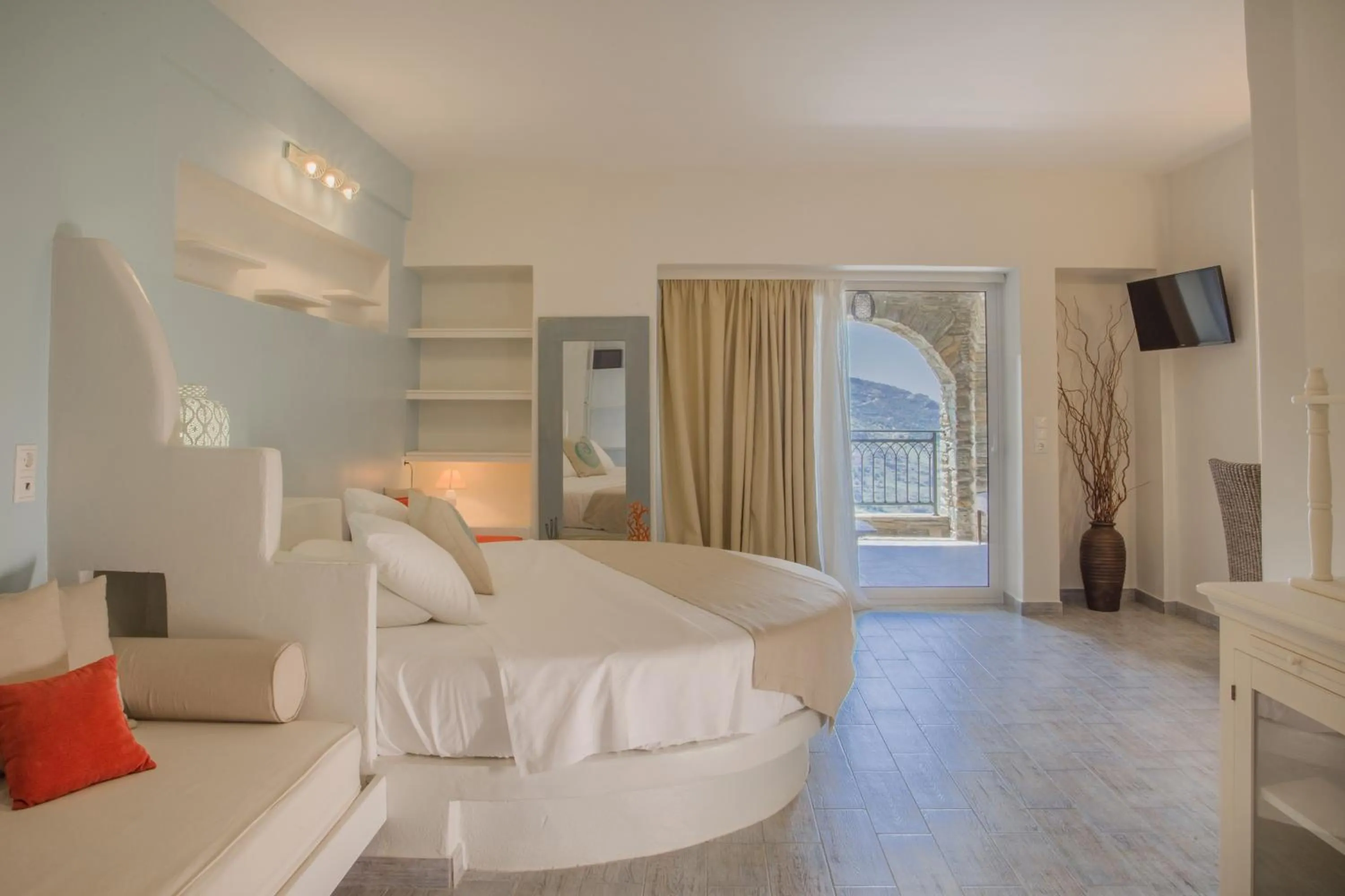 Bedroom, Bed in Aegean Castle Andros – Adults Only
