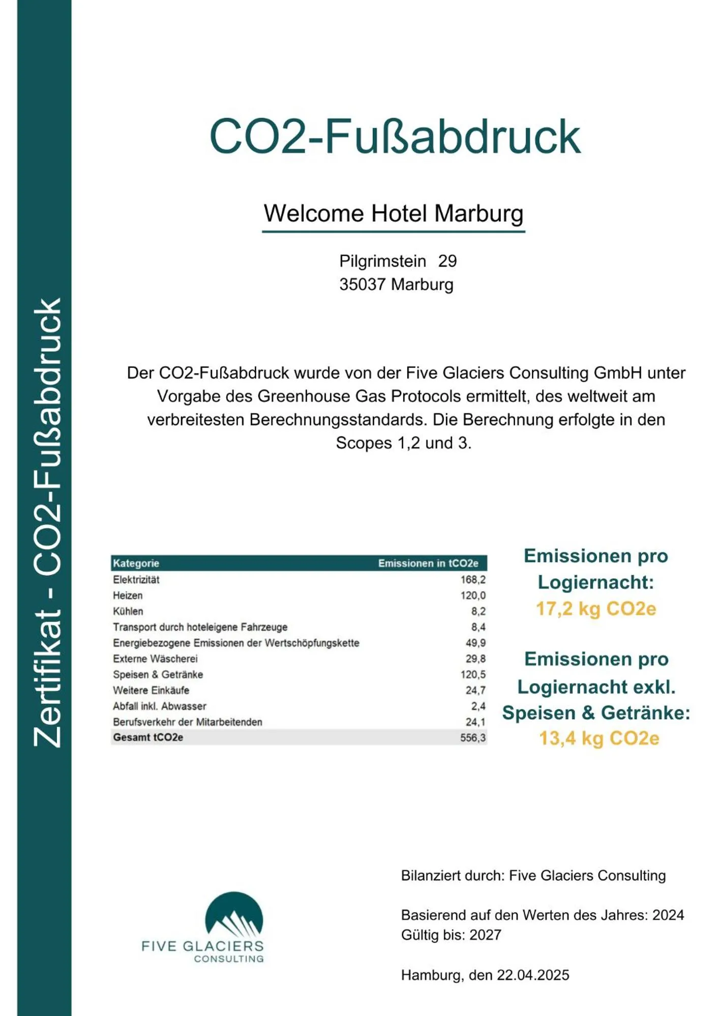 Logo/Certificate/Sign in Welcome Hotel Marburg