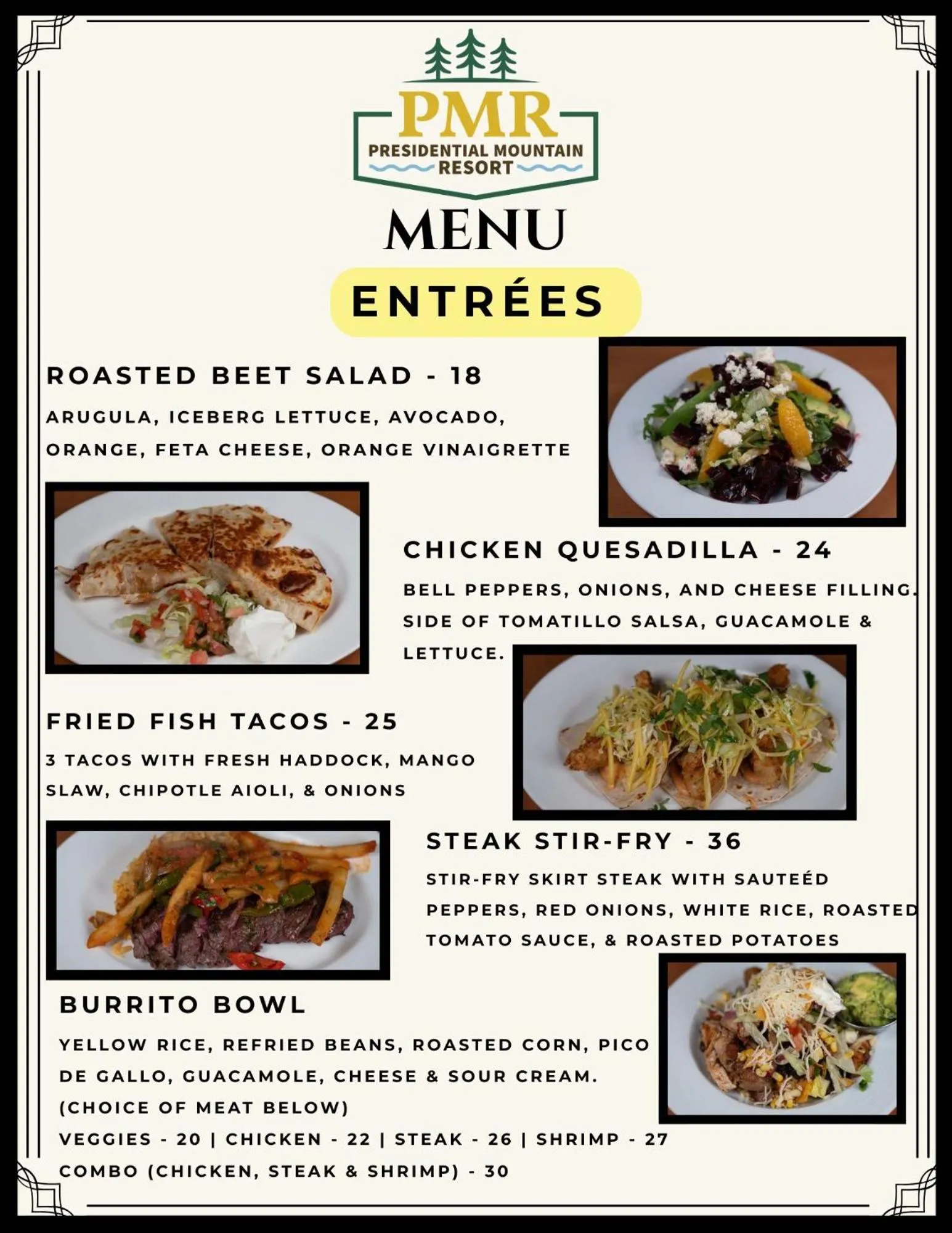 Food and drinks in Presidential Mountain Resort