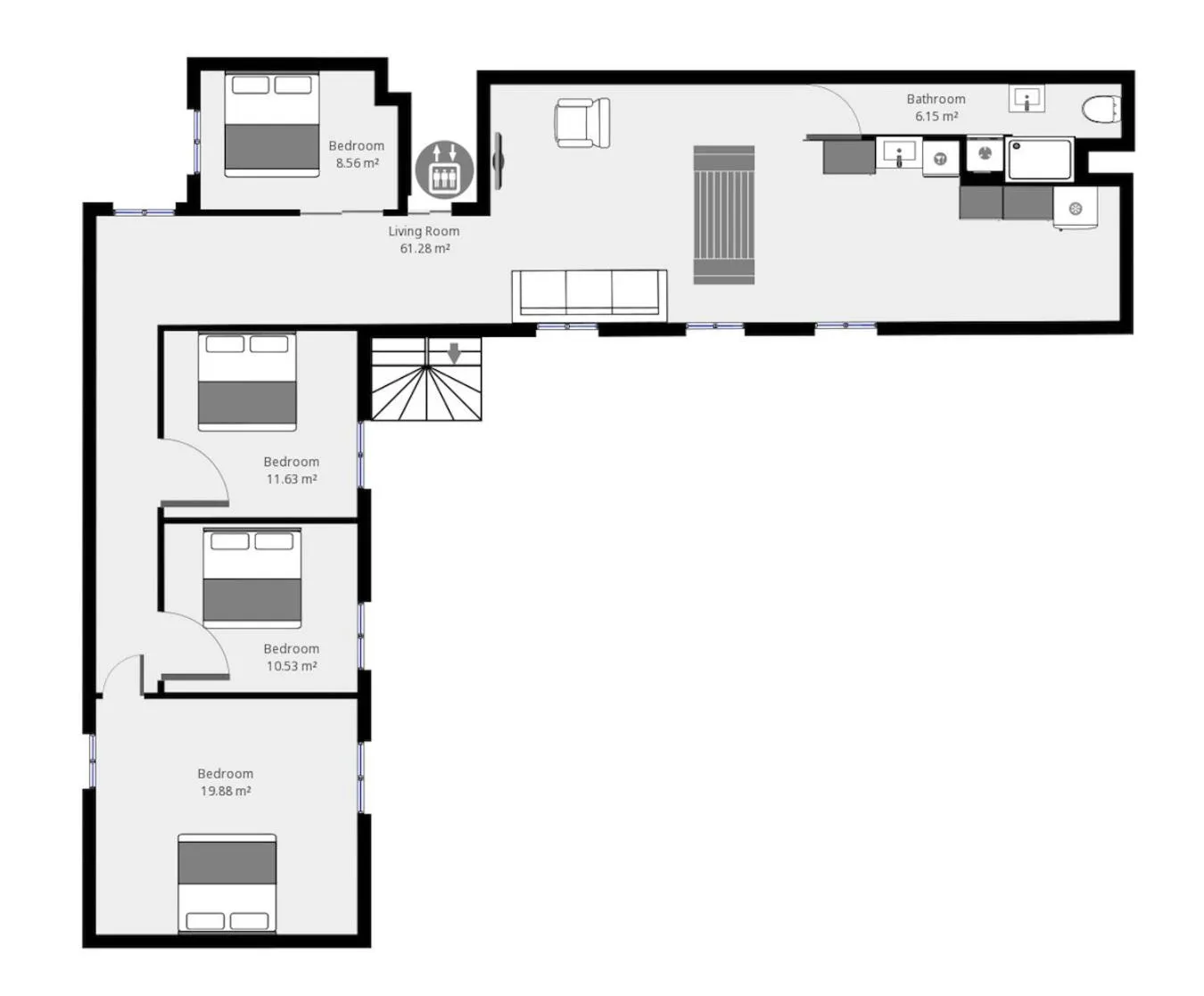 Floor plan in Town Hall Penthouse by Daniel&Jacob's