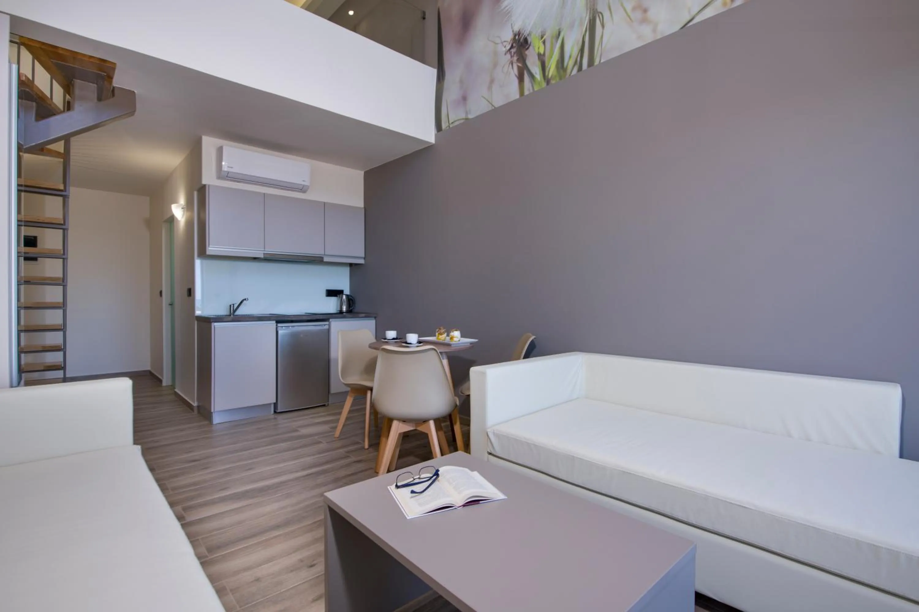 Kitchen or kitchenette, Bed in Incognito Creta Luxury Suites and More