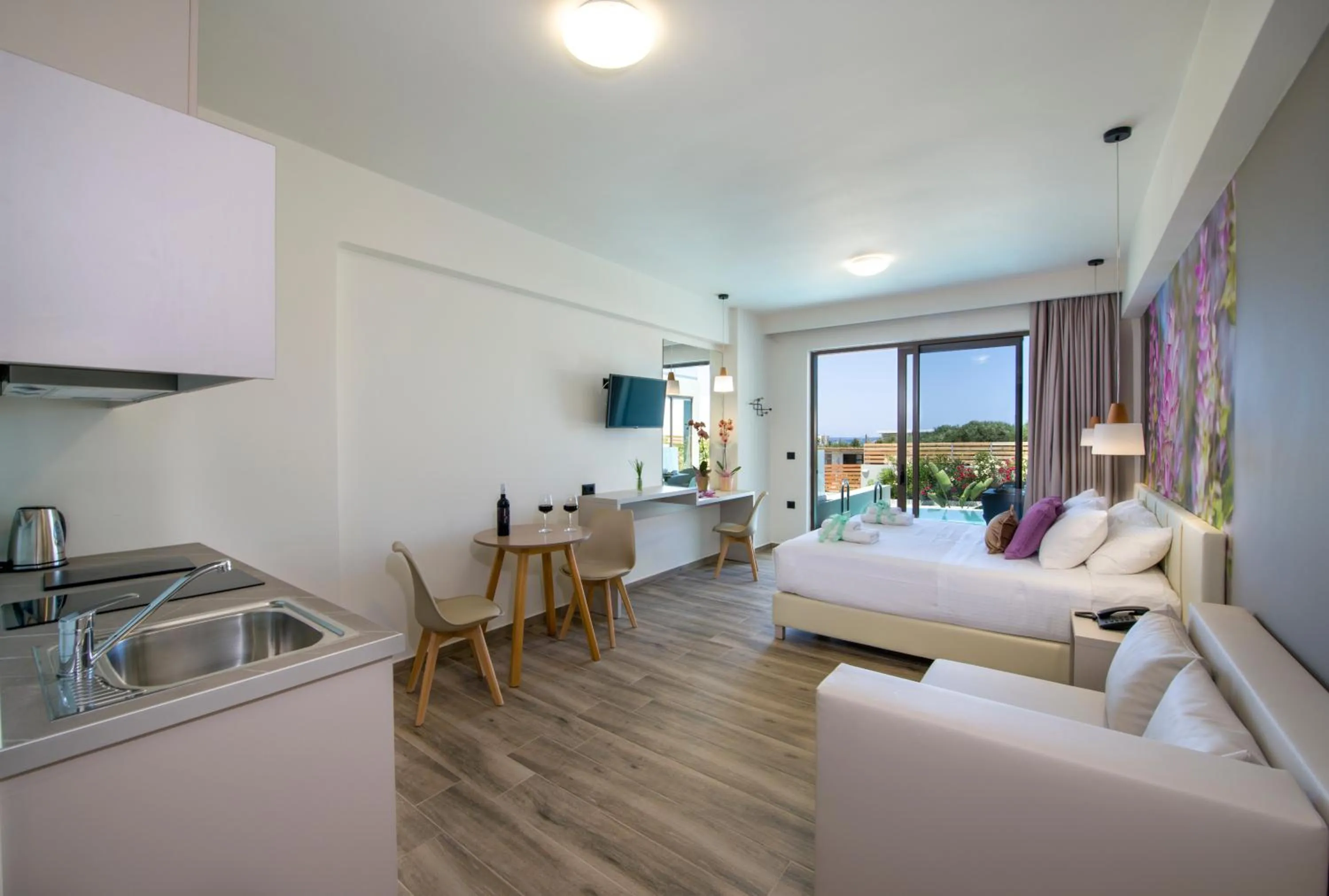 Living room, Bed in Incognito Creta Luxury Suites and More