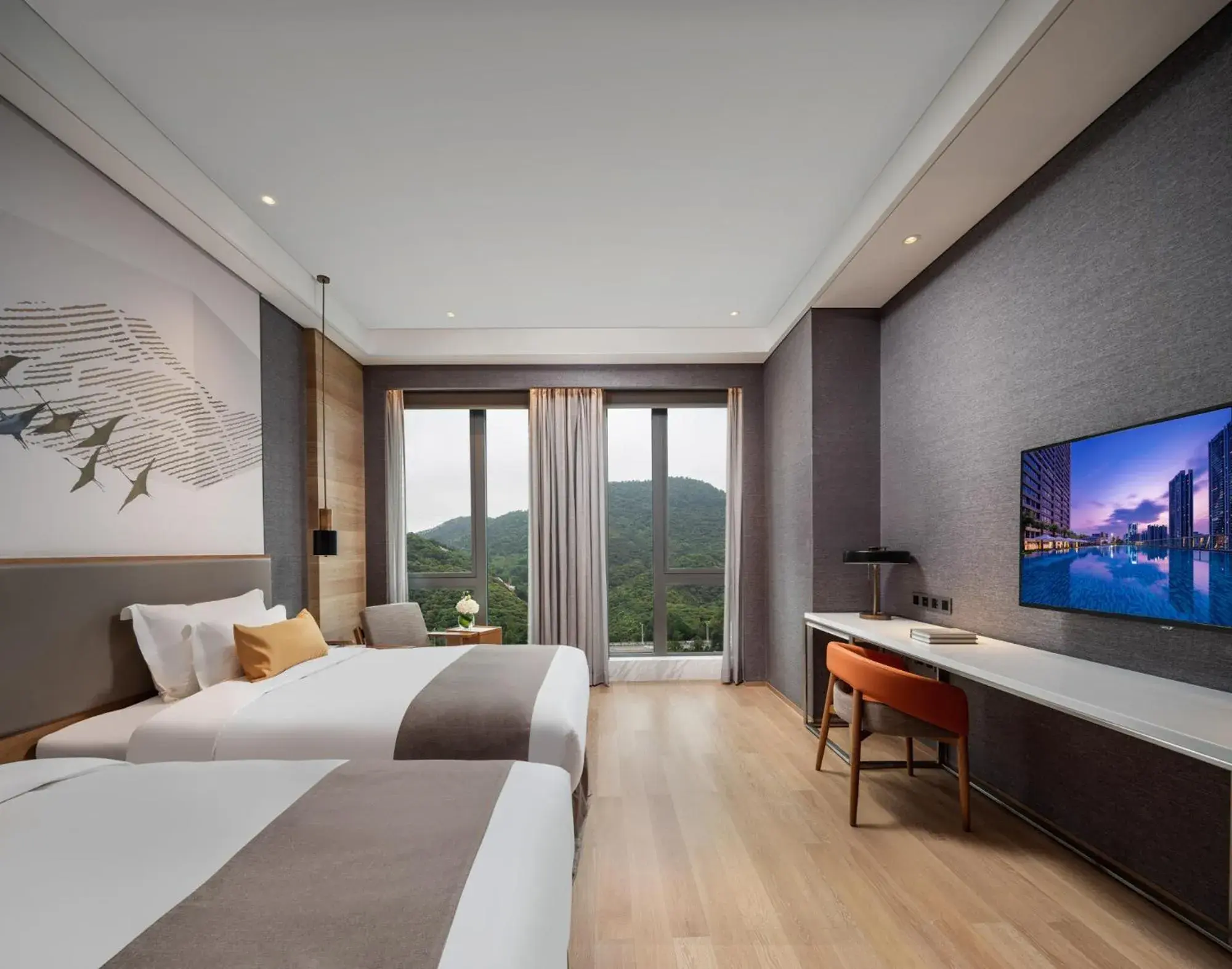 Standard Twin Room with Mountain View in Genpla Hotel Shenzhen Nanshan Standard Twin Room with Mountain View in Genpla Hotel Shenzhen Nanshan