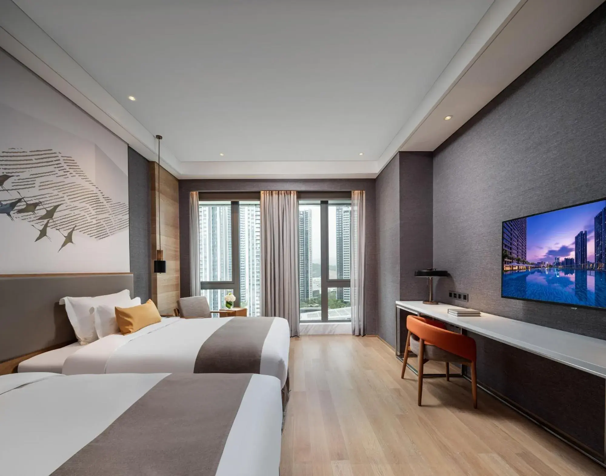 Deluxe Twin Room with City View in Genpla Hotel Shenzhen Nanshan Deluxe Twin Room with City View in Genpla Hotel Shenzhen Nanshan