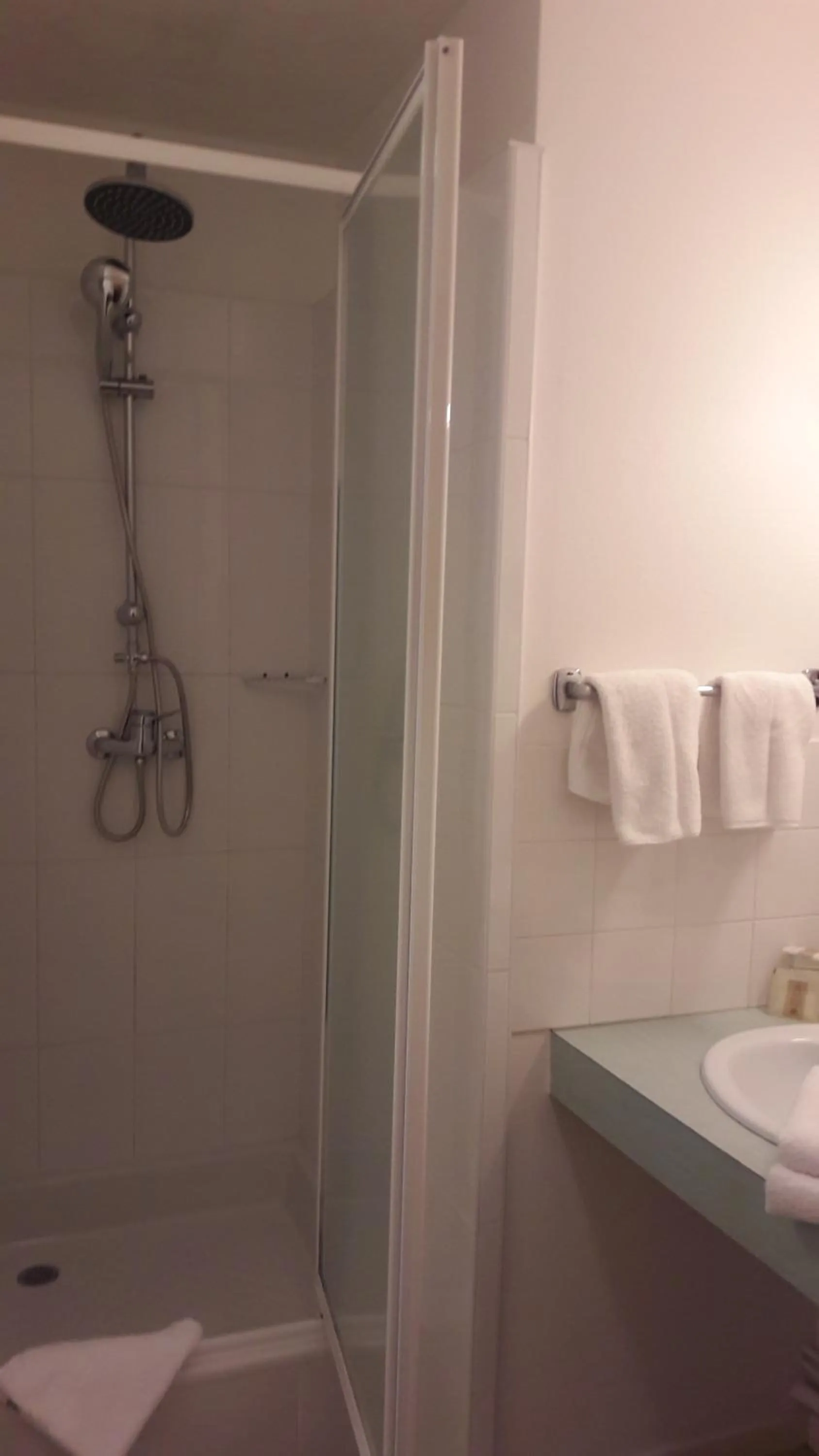 Shower in Logis L'Auberge Bourbonnaise