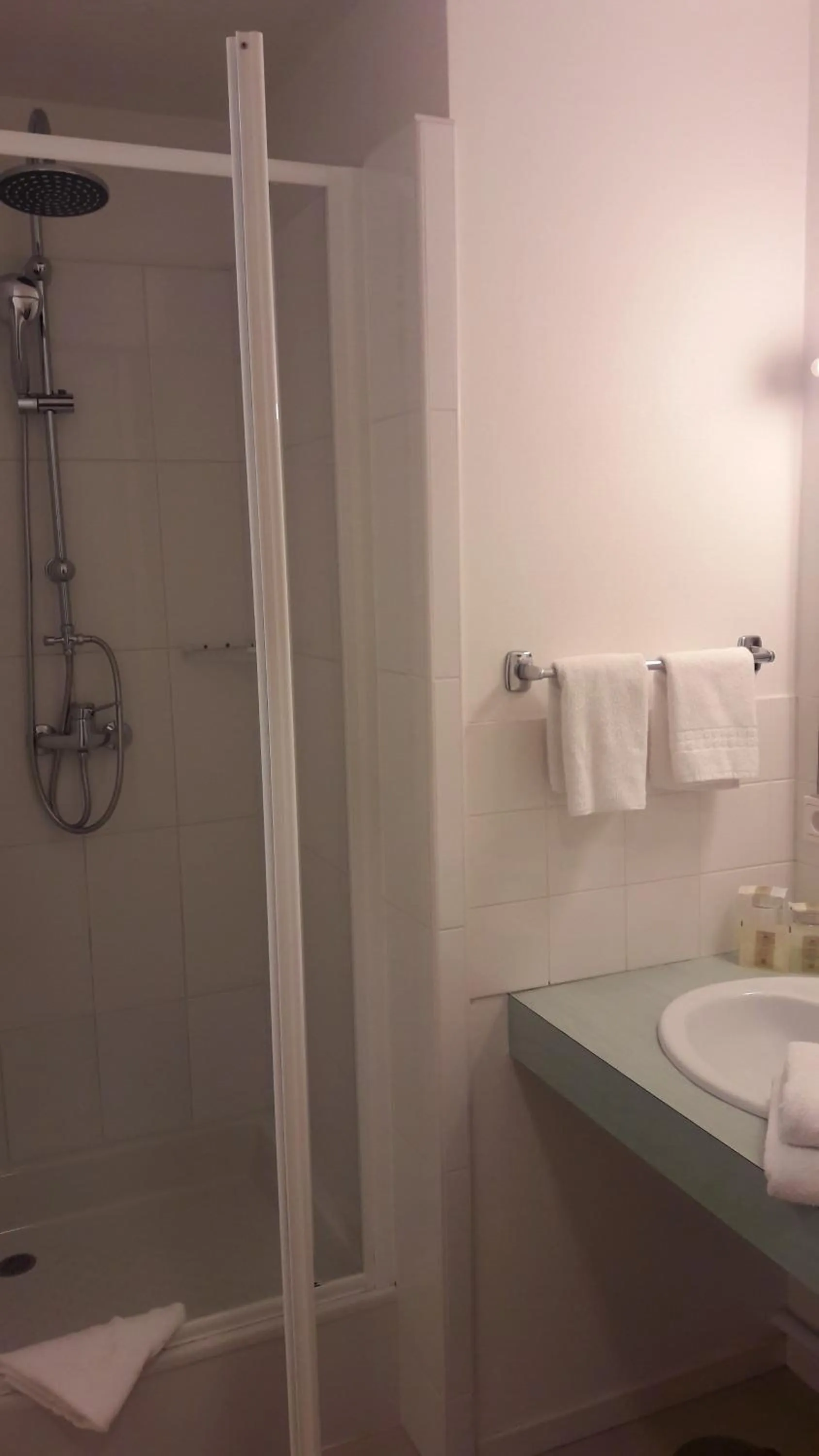 Shower in Logis L'Auberge Bourbonnaise