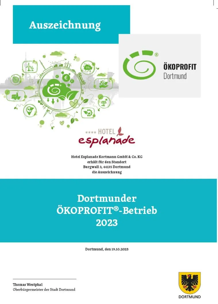 Certificate/Award in Hotel Esplanade Dortmund