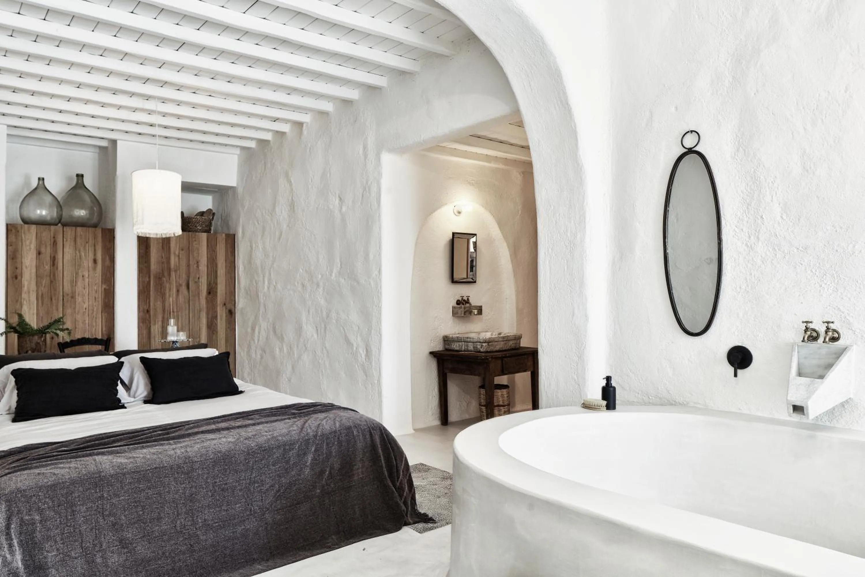 Living room, Bed in Nomad Mykonos - Small Luxury Hotels of the World