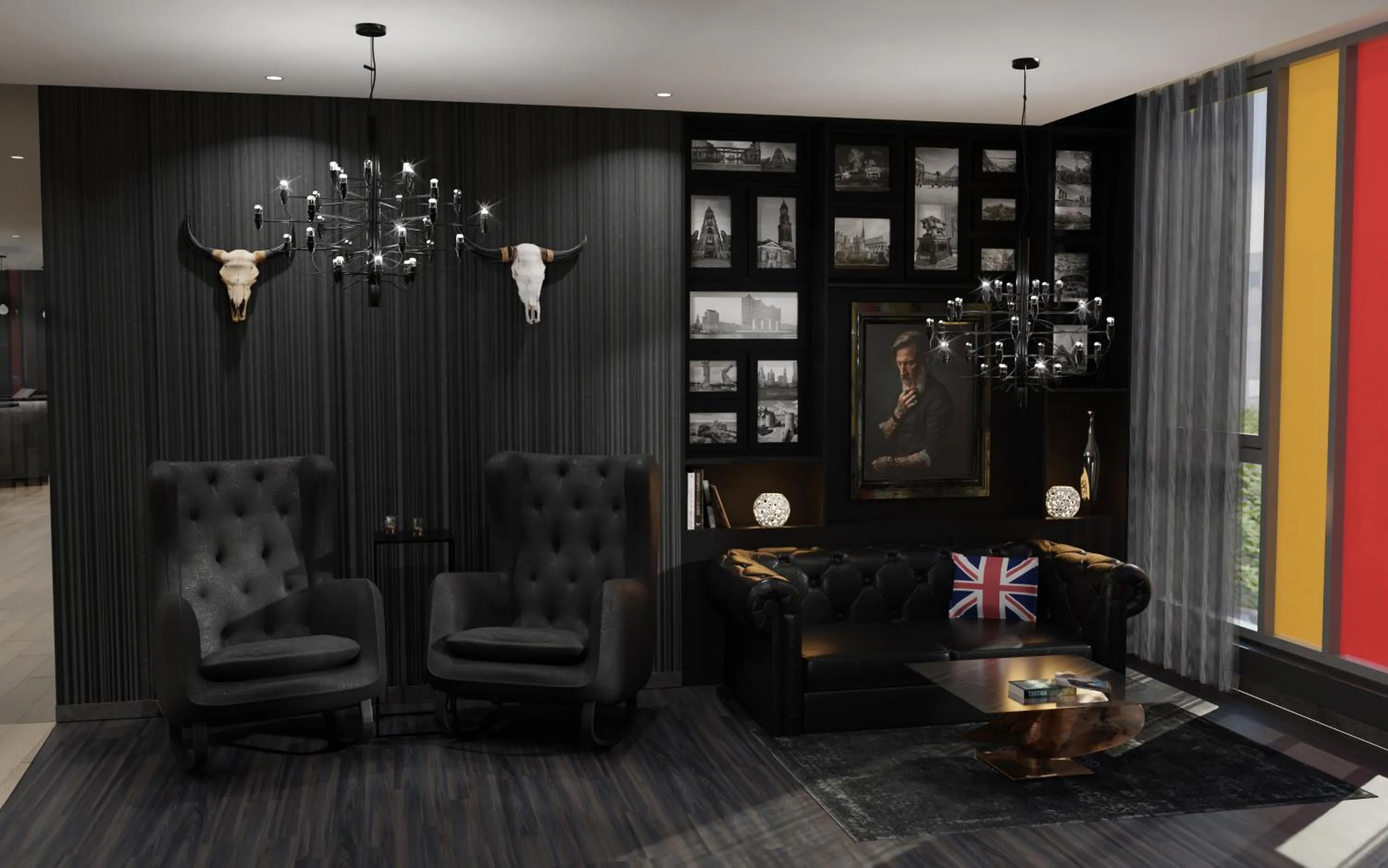 Communal lounge/ TV room in THE SCOTTY Hotel Hamburg