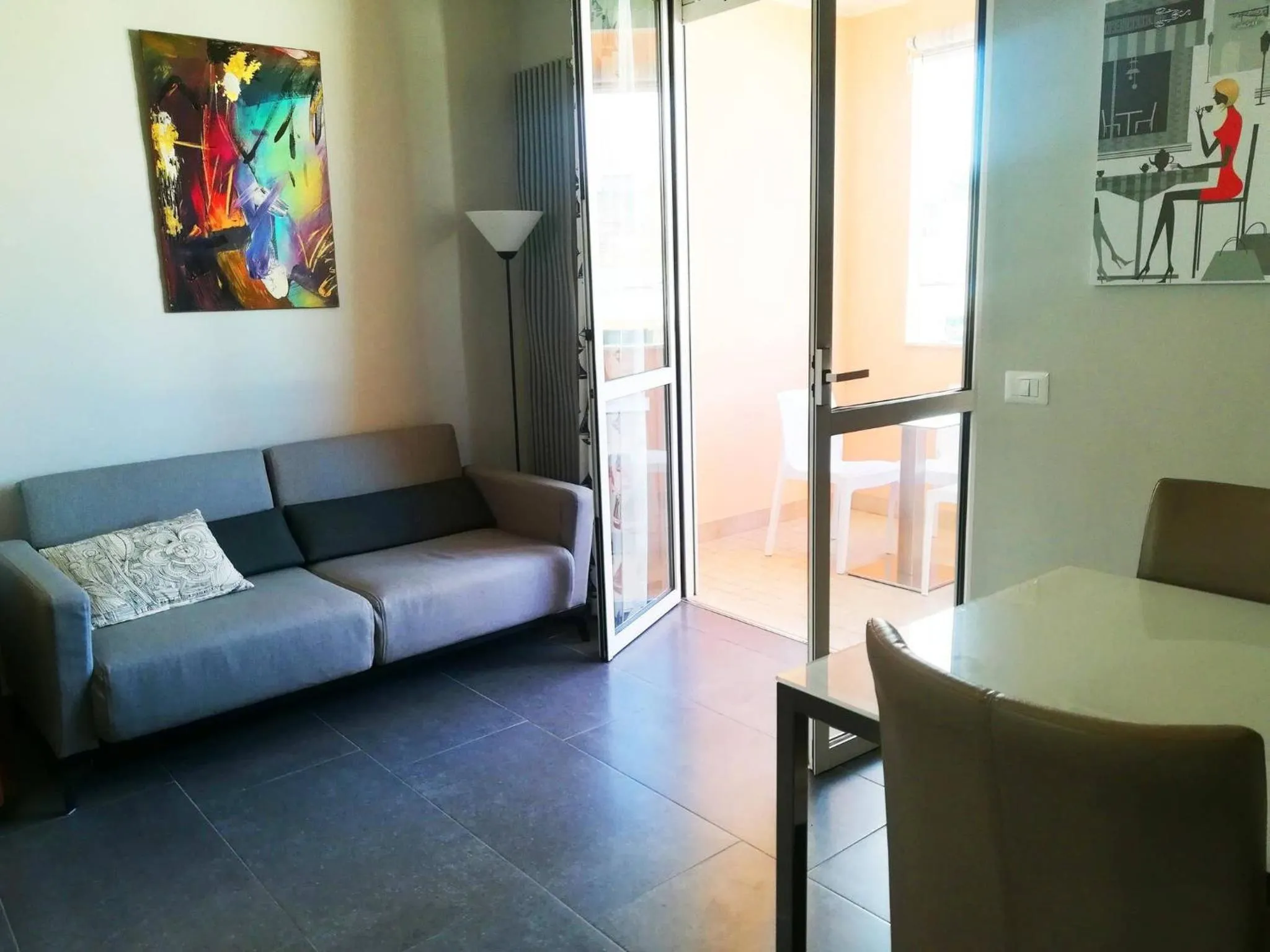 Seating area in Modern Holiday Apartment With Wi-fi, Air Conditioning And Balcony; Pets Allowed