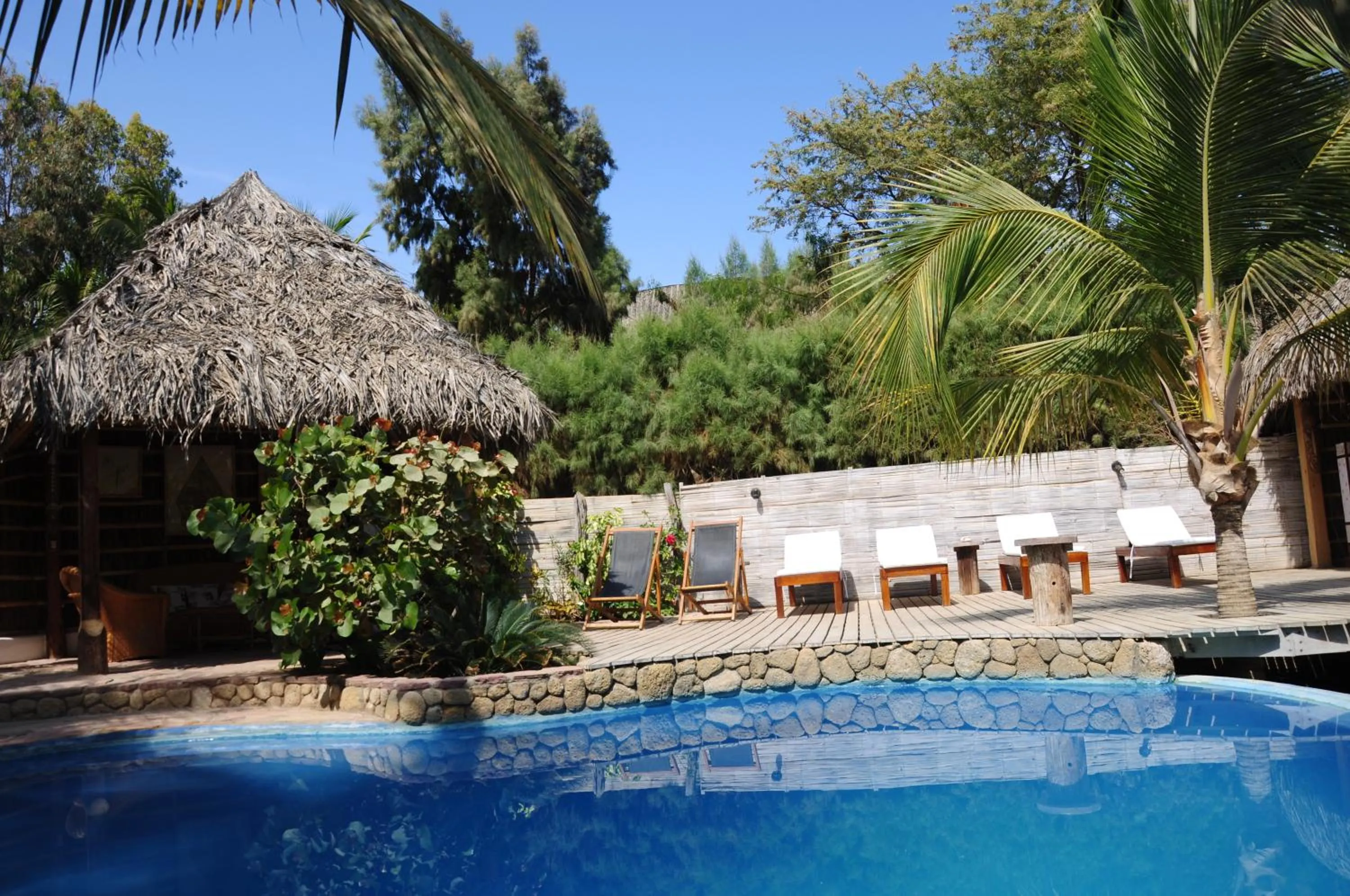 Pool view in Kimbas Bungalows Mancora