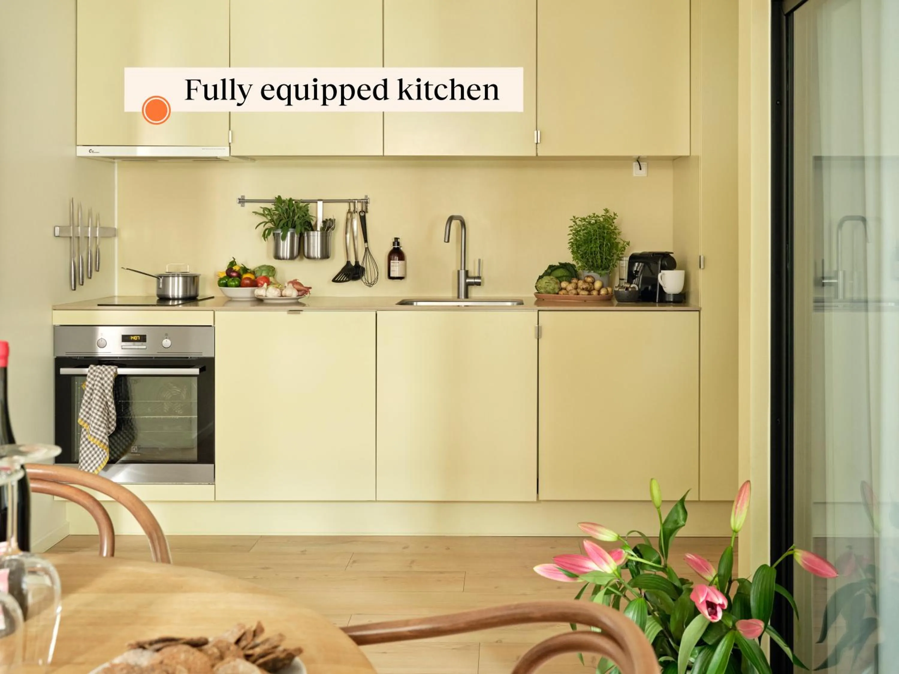 kitchen in Apēron Apartment Hotel