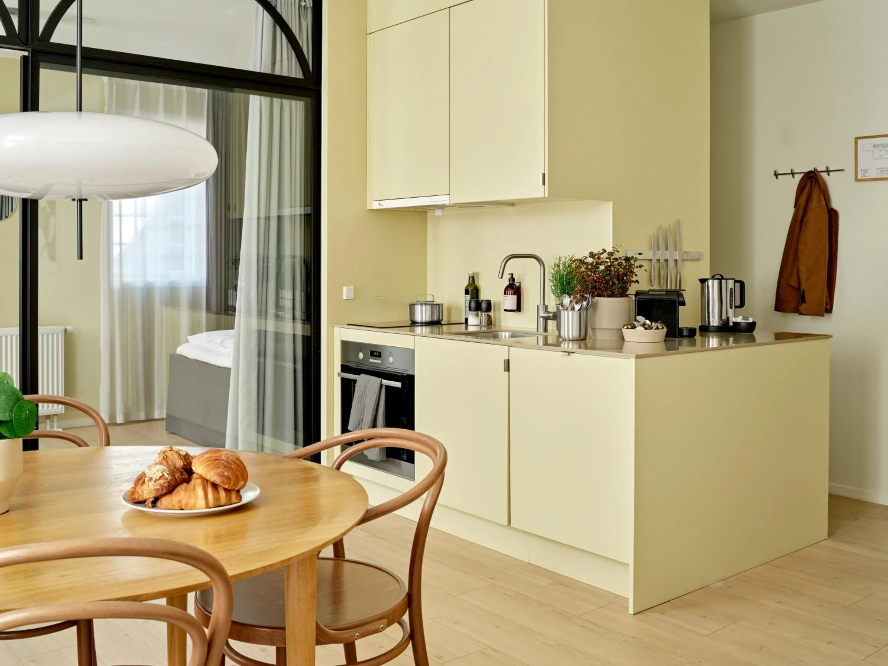 Kitchen or kitchenette in Apēron Apartment Hotel
