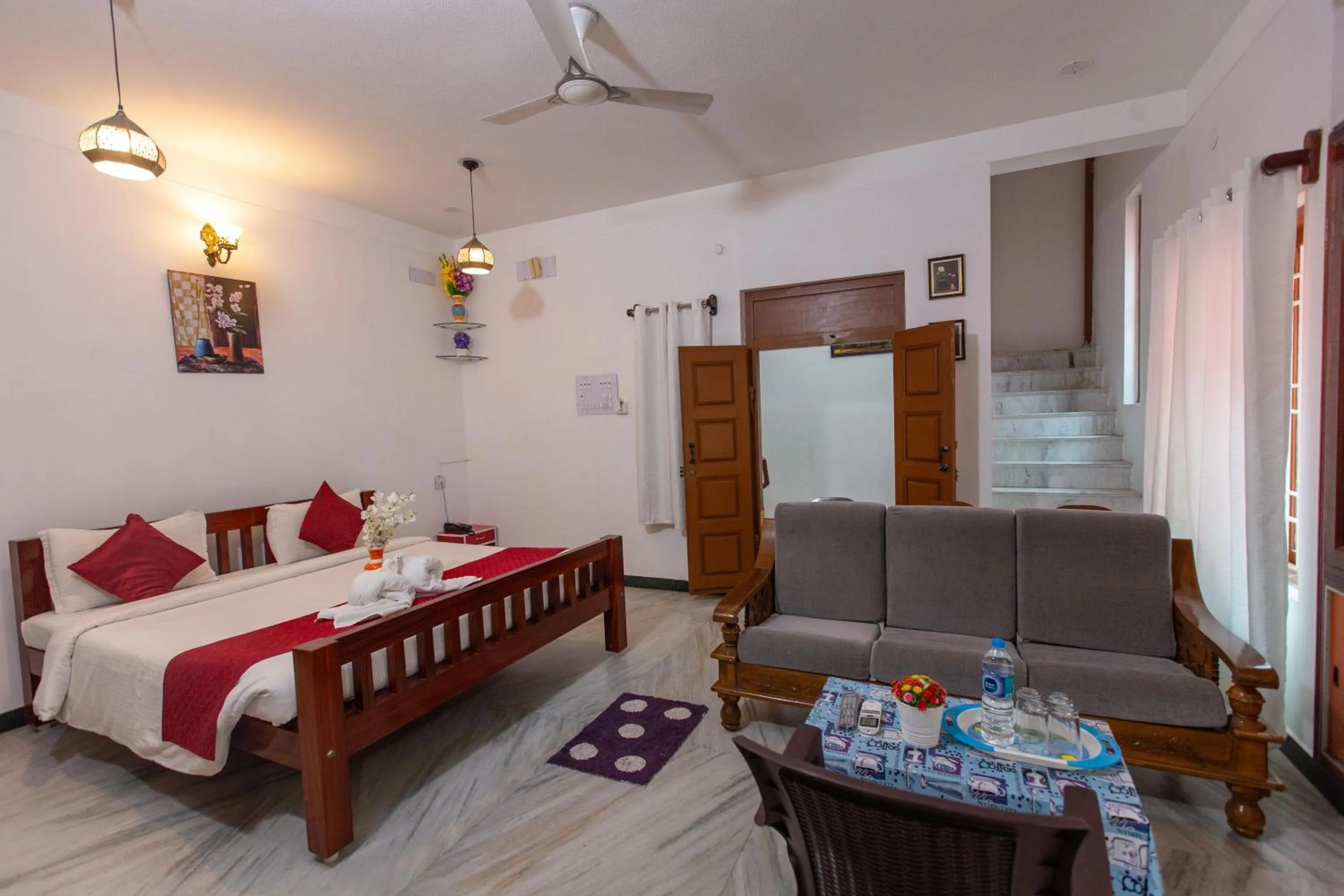 Seating area, Bed in Sunflower Villa