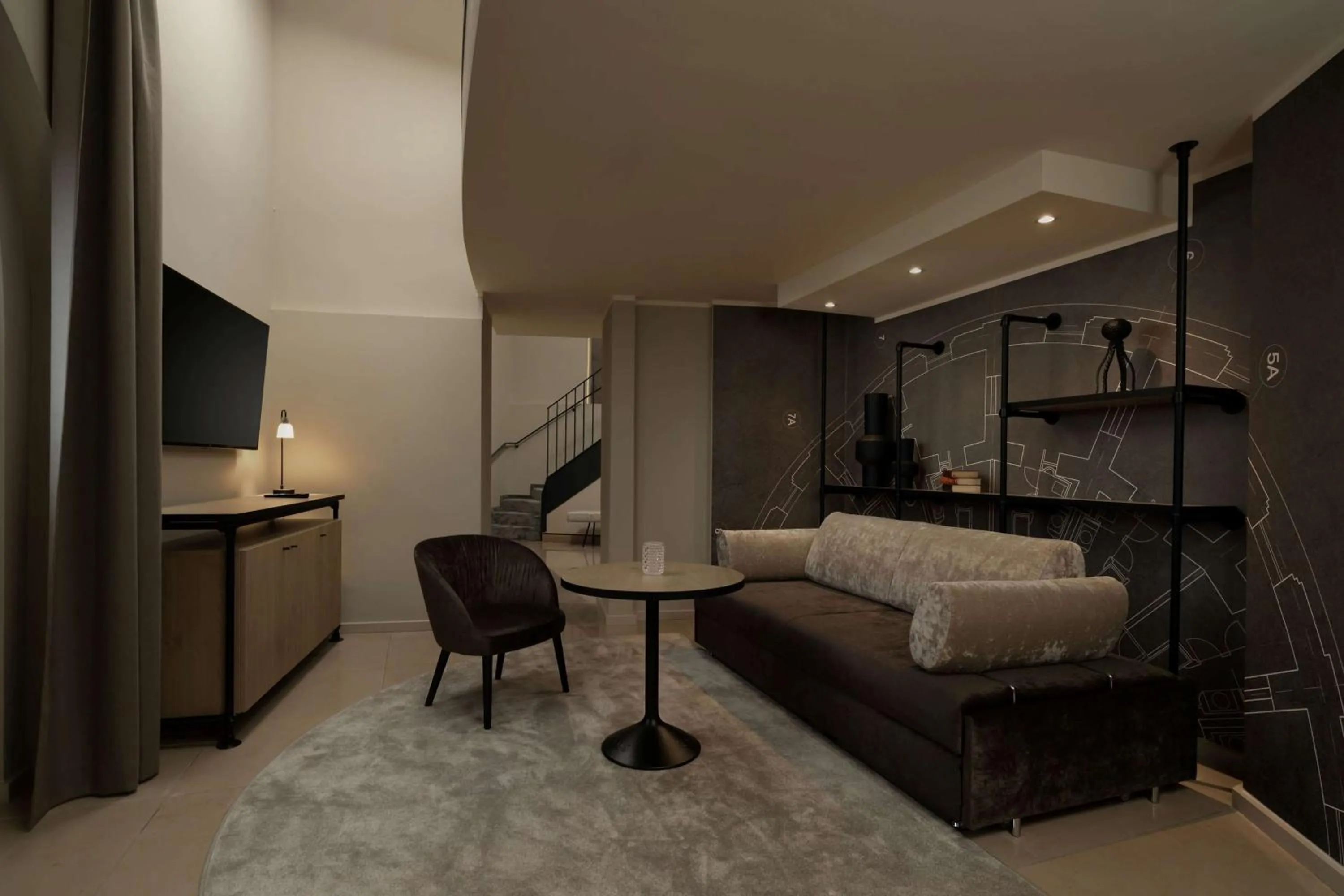 Living room, Bed in Wasserturm Hotel Cologne, Curio Collection by Hilton