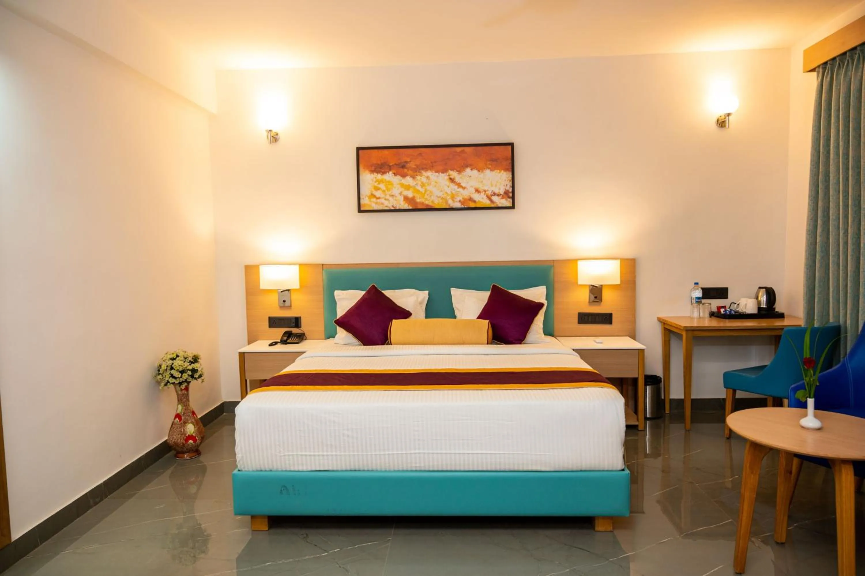 Living room, Bed in Hotel Meraden Opus , Anjuna Beach Goa