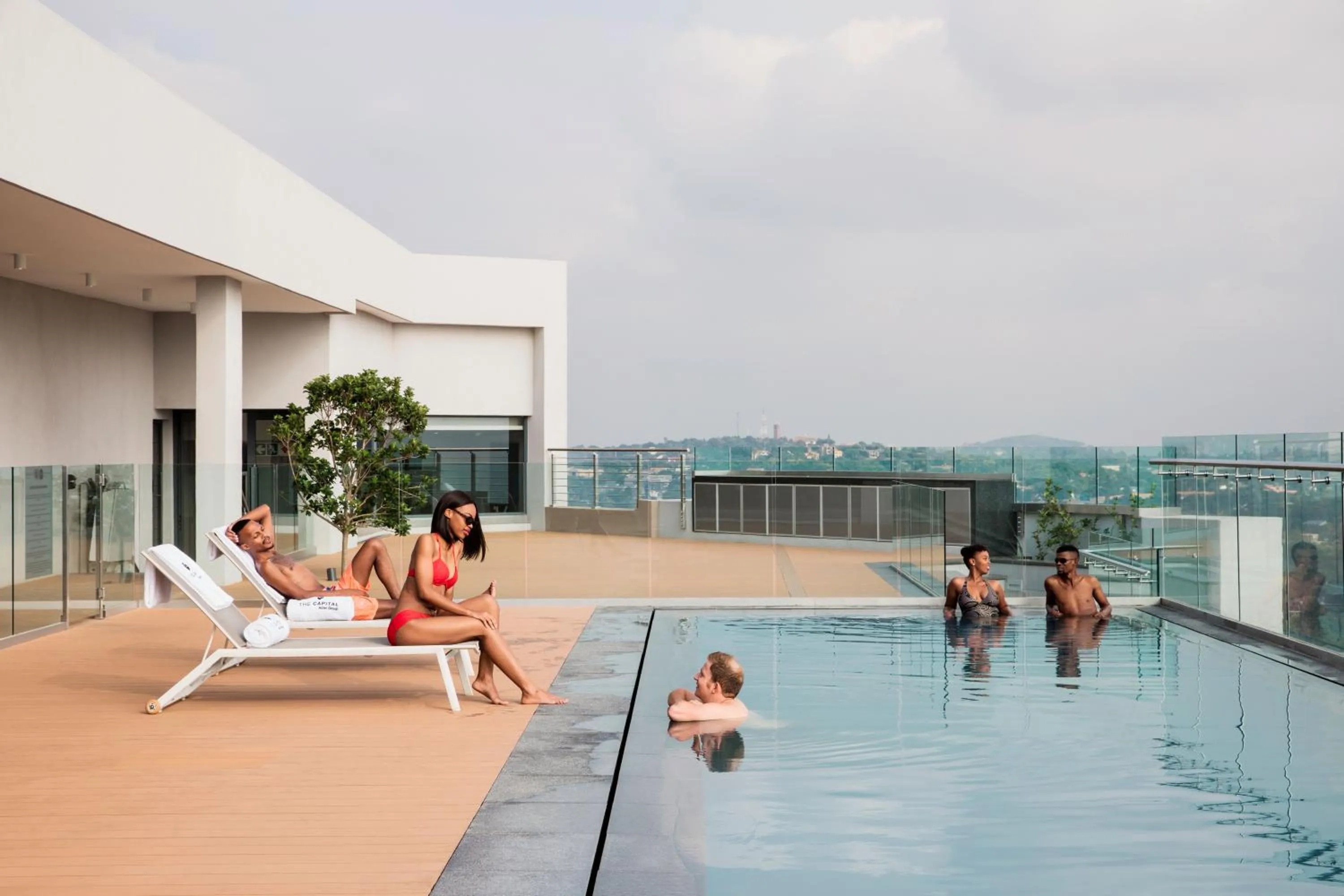 Pool view in The Capital Trilogy Menlyn Maine